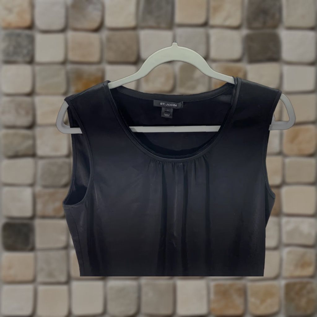 Vintage St John Tank Shirt Women Size Large Black Sleeveless Pullover Triacetate Stretch Size L / US 10 / IT 46 - 1 Thumbnail