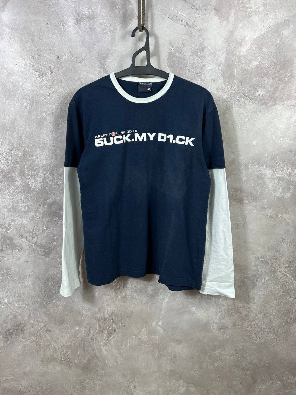 image of Vintage Fishbone Suck.my.dick Long Sleeve in Blue, Men's (Size Medium)