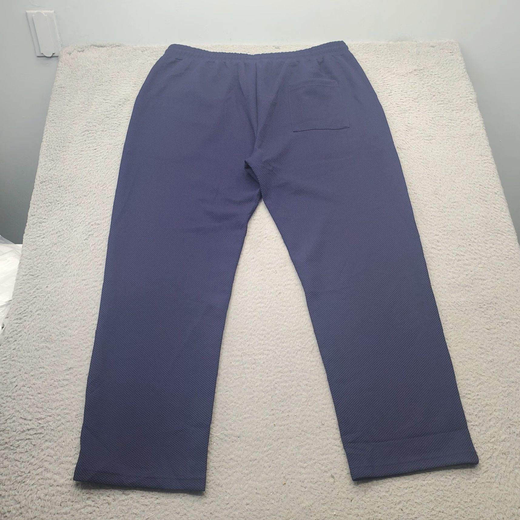 Vintage Coofandy Activewear Pants Men 2XL Blue Pockets Drawstring Elastic Waist Straight Size US 39 - 2 Thumbnail