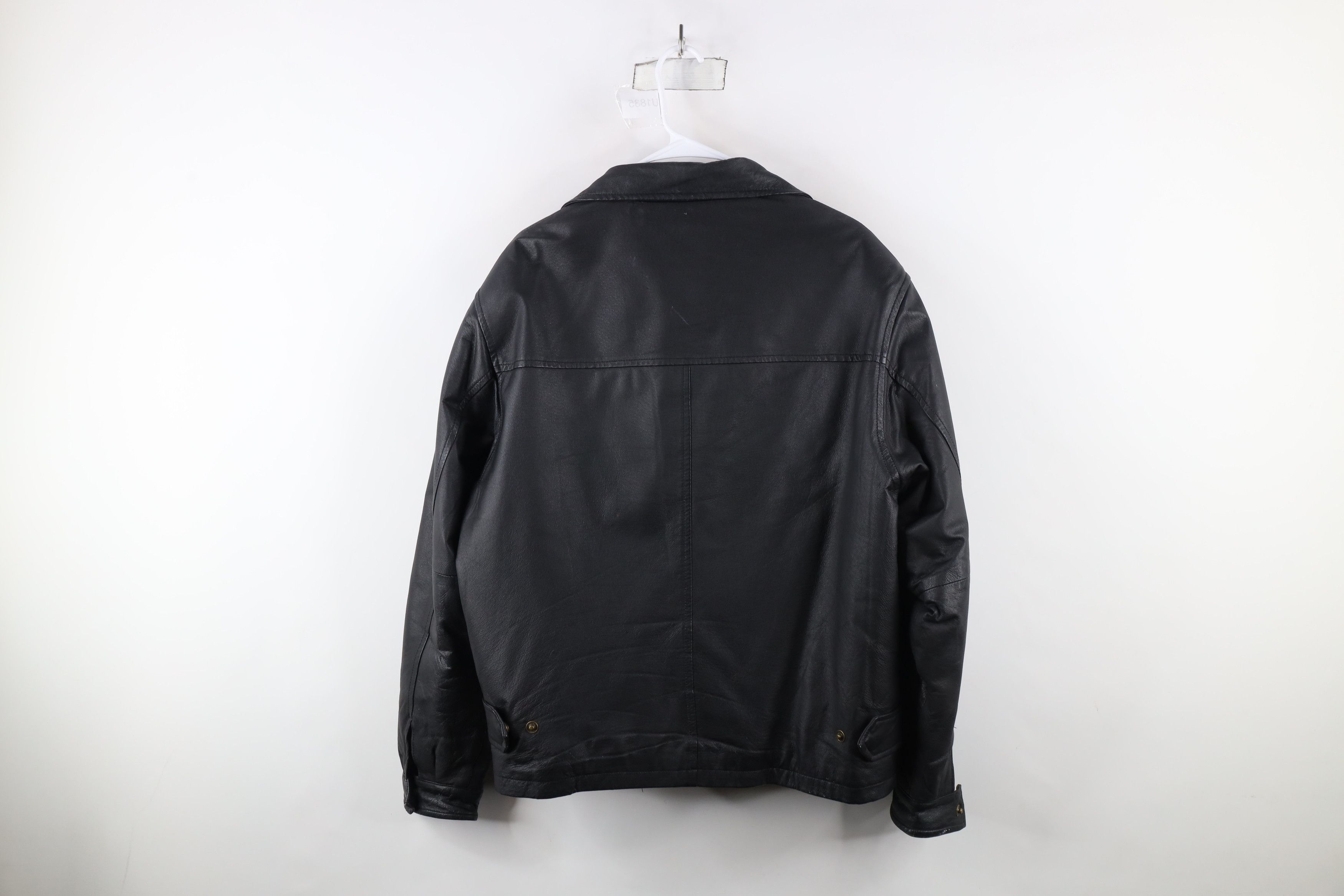 Vintage Vintage 90s Streetwear Full Zip Leather Bomber Jacket Black Size US M / EU 48-50 / 2 - 14 Thumbnail