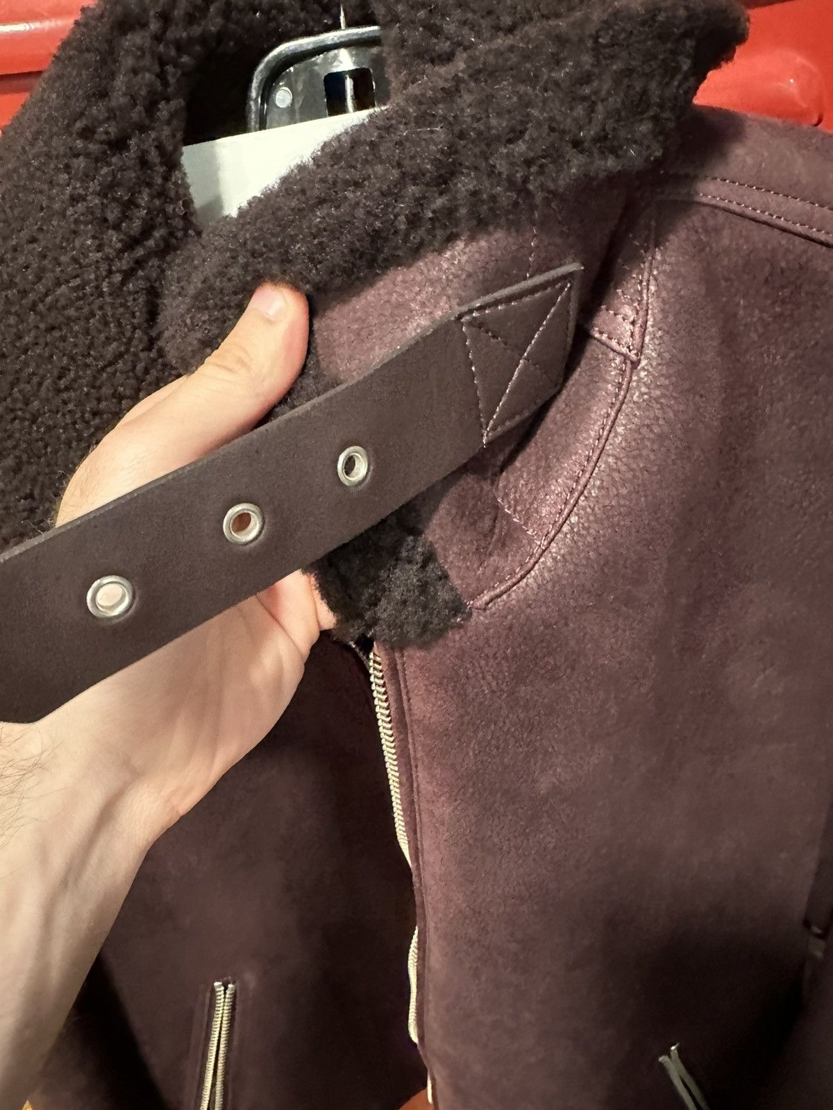 Reiss Reiss shearling coat in Bordeaux Size US M / EU 48-50 / 2 - 9 Thumbnail