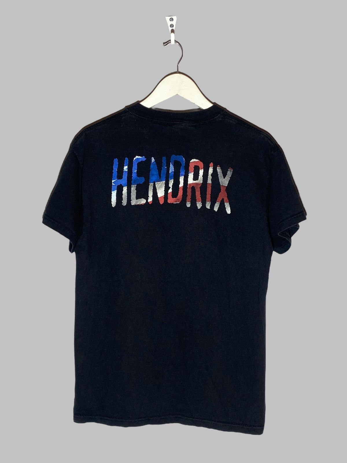 Band Tees × Jimi Hendrix × Vintage Vintage 2000 Jimi Hendrix Big Face USA Flag Graphic T-shirt Size US M / EU 48-50 / 2 - 2 Thumbnail