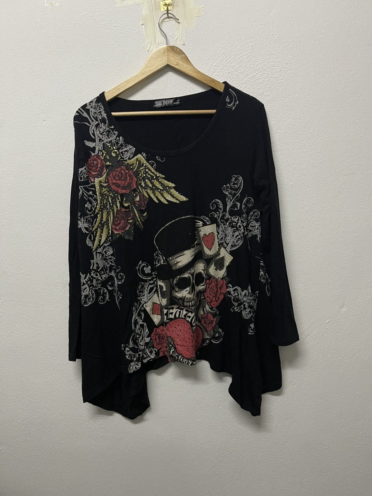 Japanese Brand 2000s DIG DEEP JAPANESEBRAND SKULL ASYMMETRICAL LONG SLEEVE Size L / US 10 / IT 46 - 1 Thumbnail