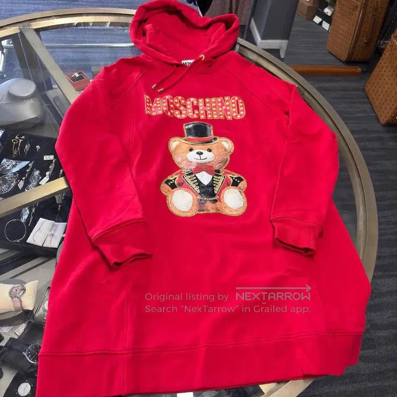 Moschino Moschino Red Cotton Women's Hoodie with Bear Design . Size XL / US 12-14 / IT 48-50 - 4 Thumbnail