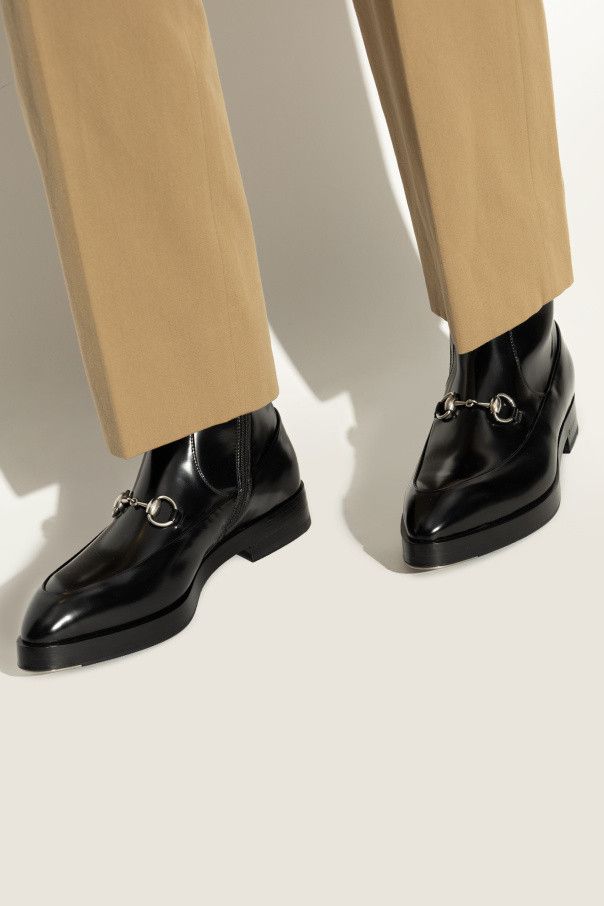 Gucci o1loc1c0426 823583 Men's Ankle Boots With Horsebit in Black Size US 10.5 / EU 43-44 - 2 Thumbnail