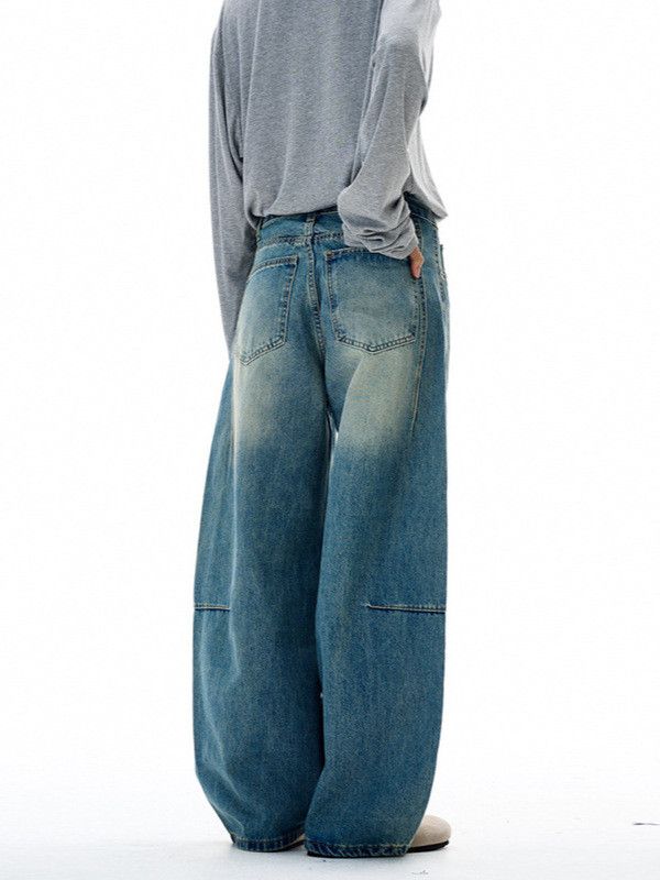 Japanese Brand American retro washed distressed patchwork curved jeans Size US 32 / EU 48 - 3 Thumbnail