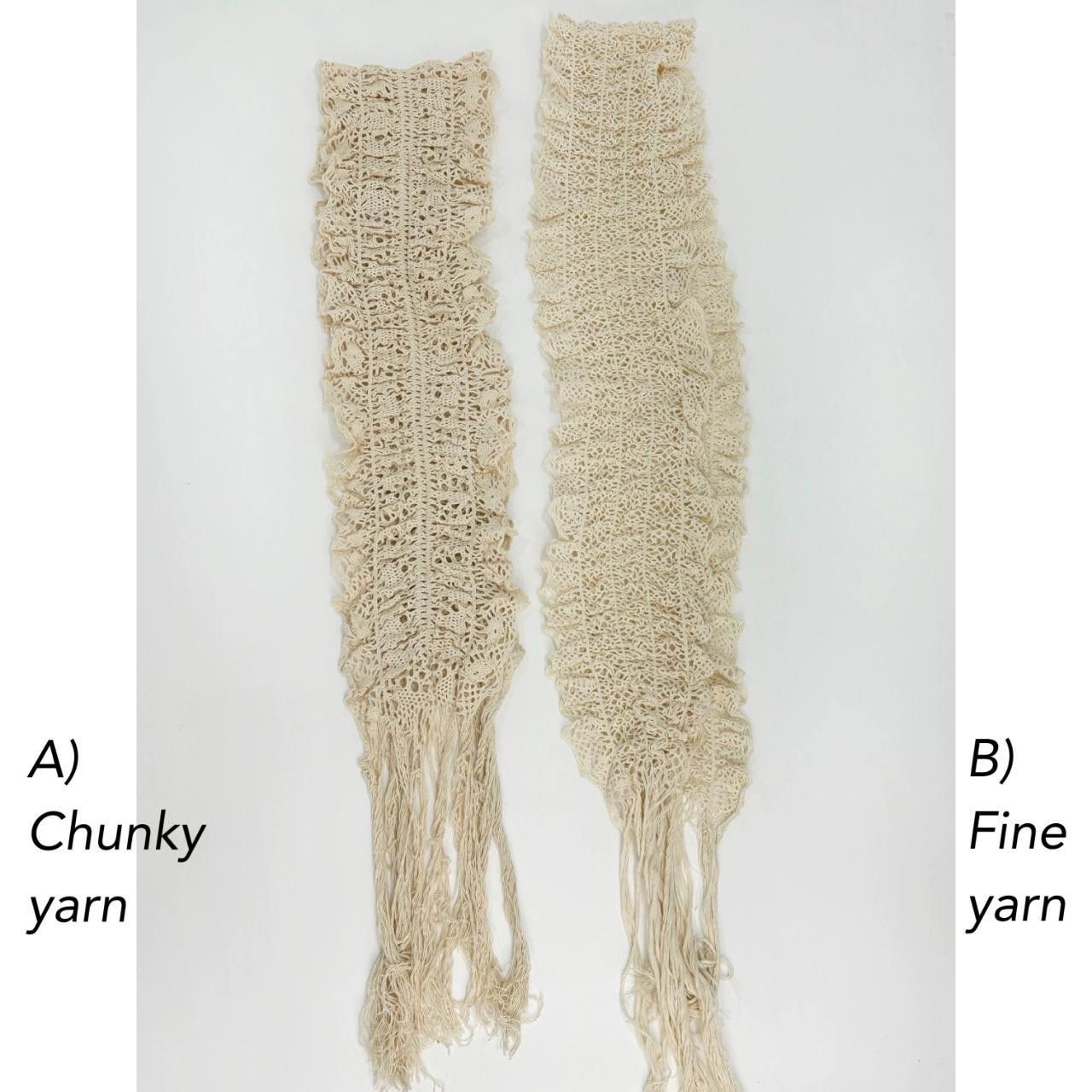 Japanese Brand Gothic vtg Y2K Handmade Lacy Crocheted Fringed Long Scarf Size ONE SIZE - 6 Thumbnail