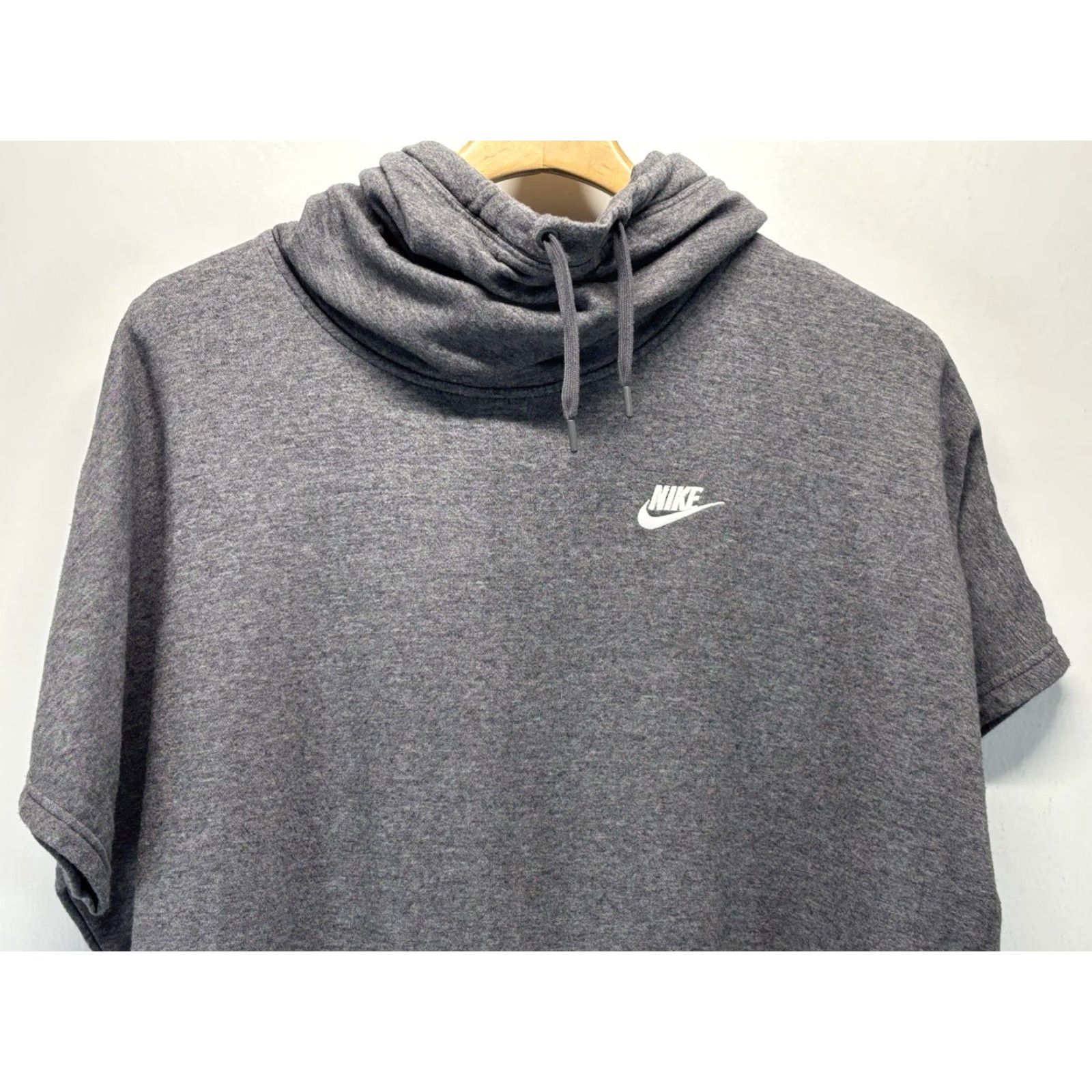 Nike Vtg Nike Hoodie Sweatshirt Sz Large Unisex Grey Cowl Neck Blue Tag Short Sleeve Size L / US 10 / IT 46 - 2 Thumbnail