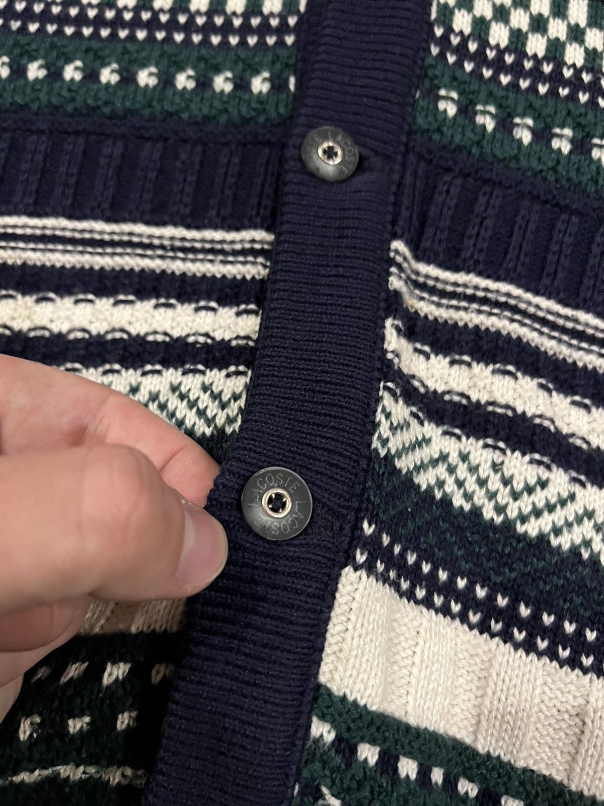 Lacoste × Vintage Vintage Y2k Lacoste Acrylic Striped Cardigan Sweater 00’s Size US M / EU 48-50 / 2 - 3 Thumbnail