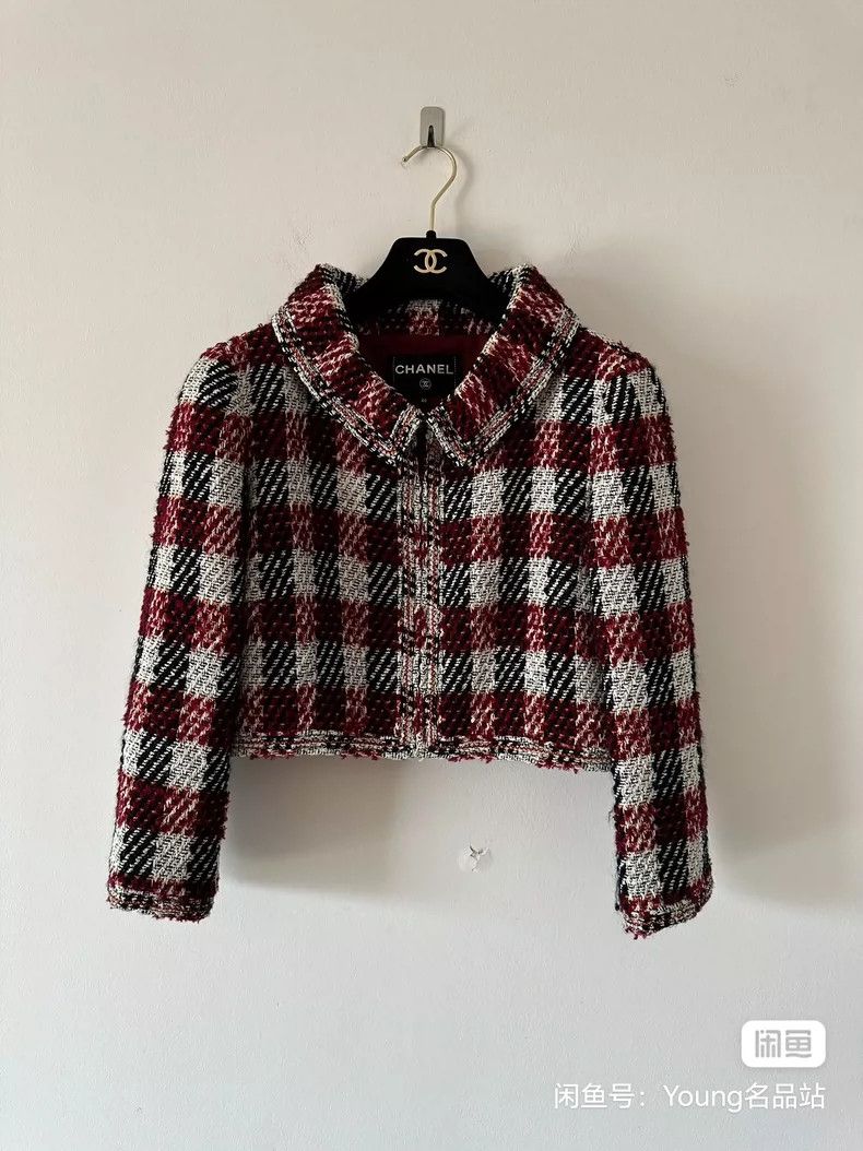 Chanel Chanel Red, black and white three-color plaid short coat Size S / US 4 / IT 40 - 1 Thumbnail