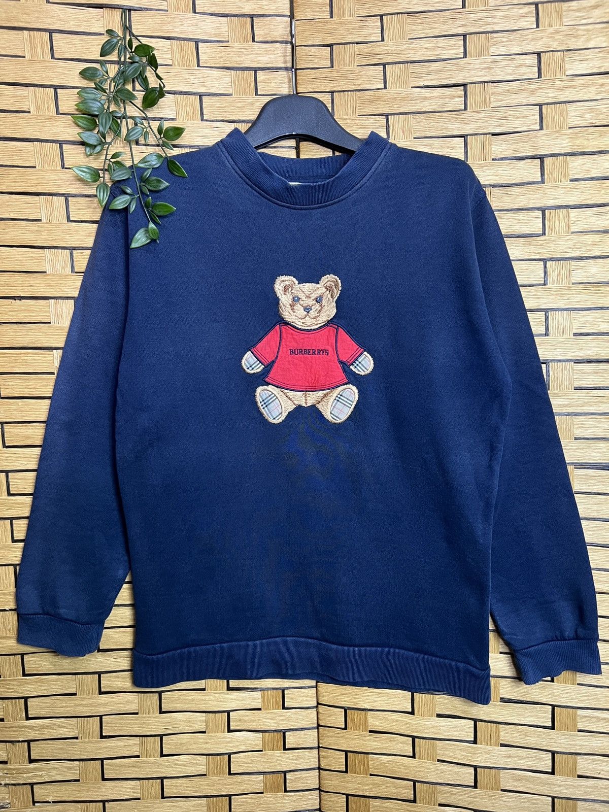 image of Burberry Prorsum x Vintage Burberrys Bear Crewneck Sweatshirt in Navy, Women's (Size Small)