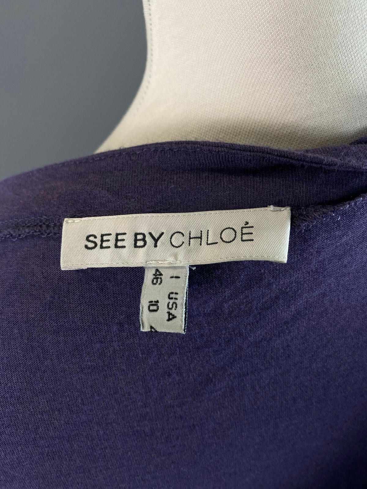 Designer Ladies See by Chloe Purple Open Front A-Line Dress Size 10 Size L / US 10 / IT 46 - 9 Thumbnail