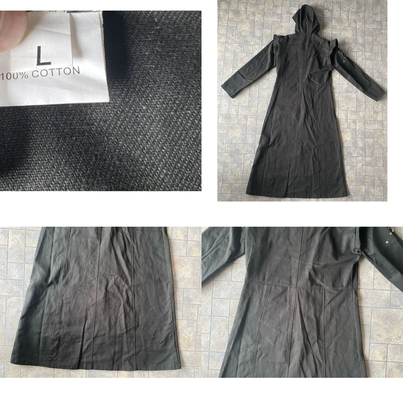 Vintage Necessary Evil Trench Coat Jacket Long Black Gothic Hooded Womens L Black Coat Jacket Size L / US 10 / IT 46 - 10 Thumbnail