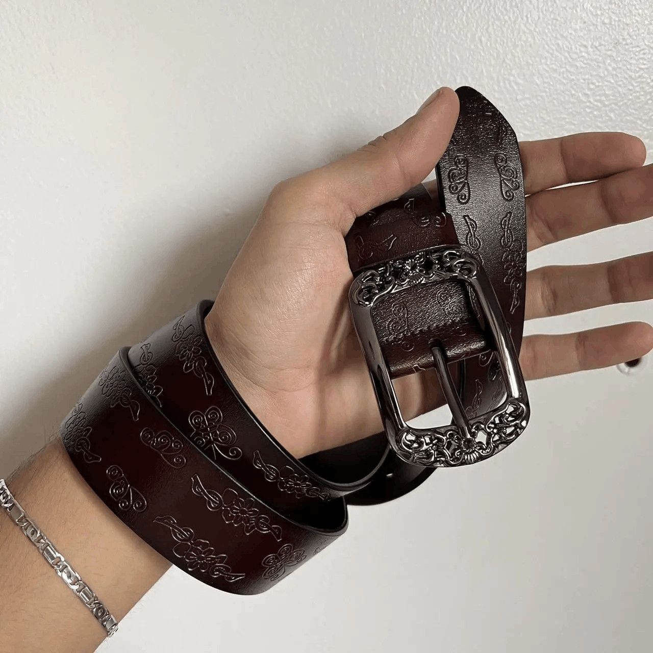Cowboy Equipment vintage style brown american western floral design belt Size ONE SIZE - 3 Thumbnail