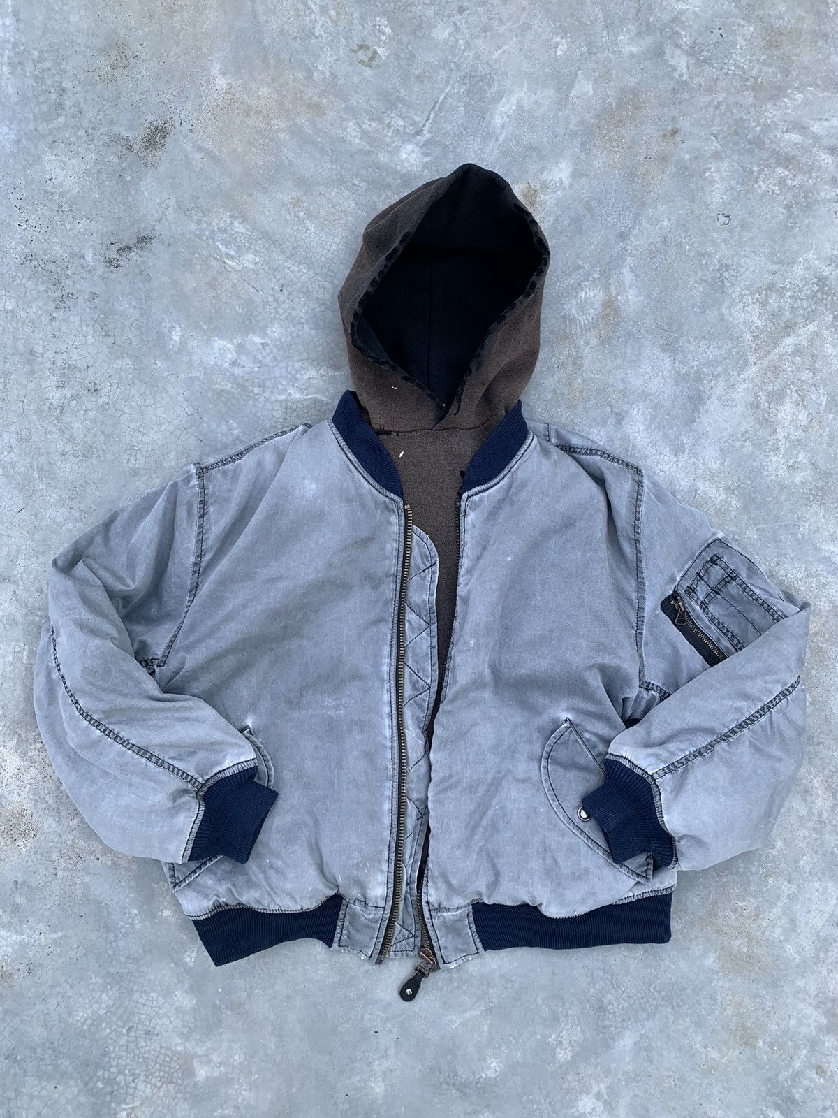 Vintage 🫐 Faded Ma-1 Bomber Jacket Size US M / EU 48-50 / 2 - 2 Thumbnail