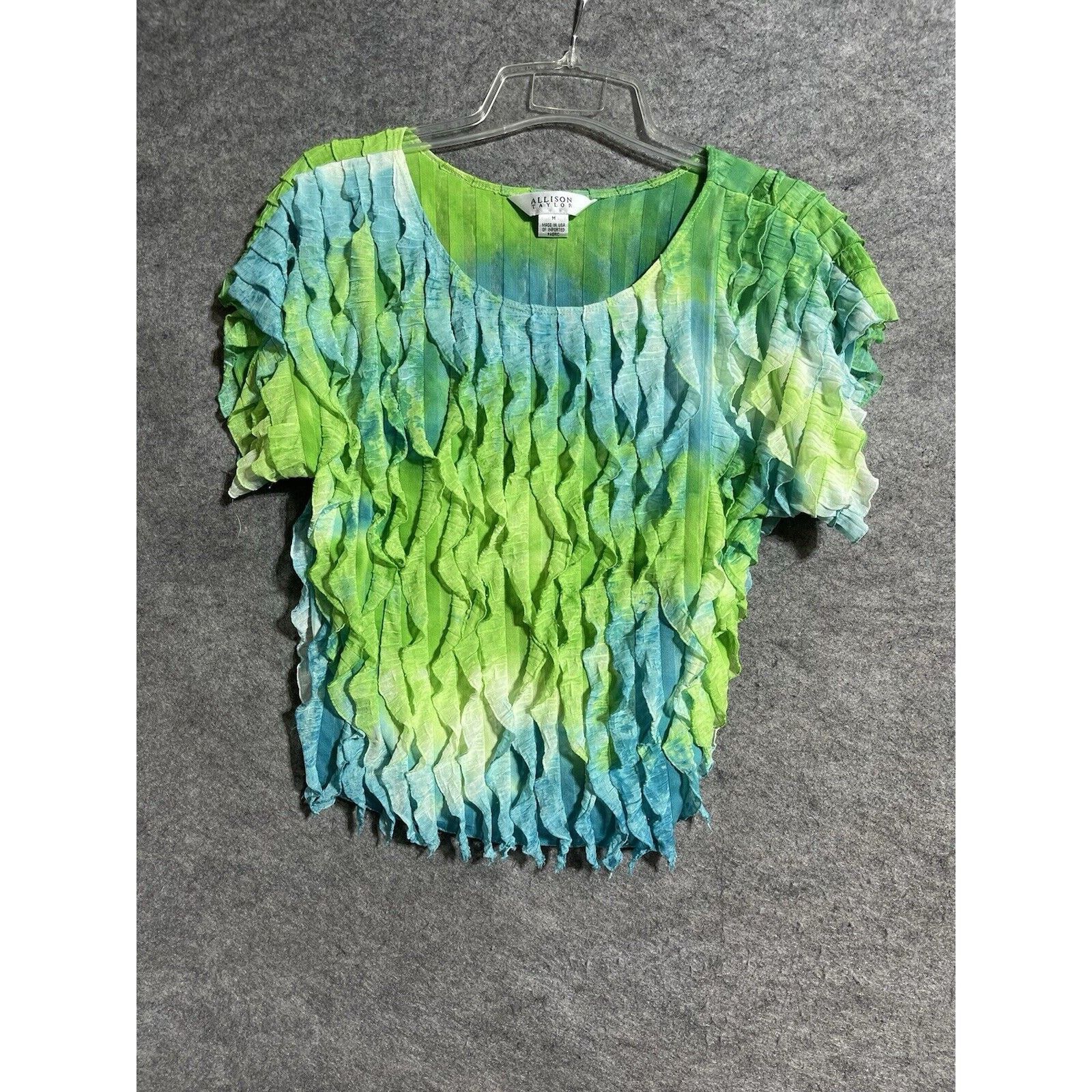 Other Vintage Allison Taylor Top Size M Ruffles Green Blue Mermaid Size M / US 6-8 / IT 42-44 - 1 Thumbnail