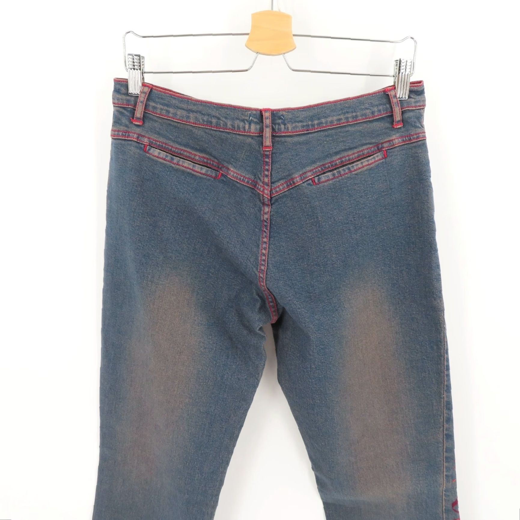 Velvet VINTAGE Amazing Jeans Jeans Womens 14 Red Glitter Velvet Splash Denim Pants 2000s NEW Size 36" / US 14 / IT 50 - 7 Thumbnail