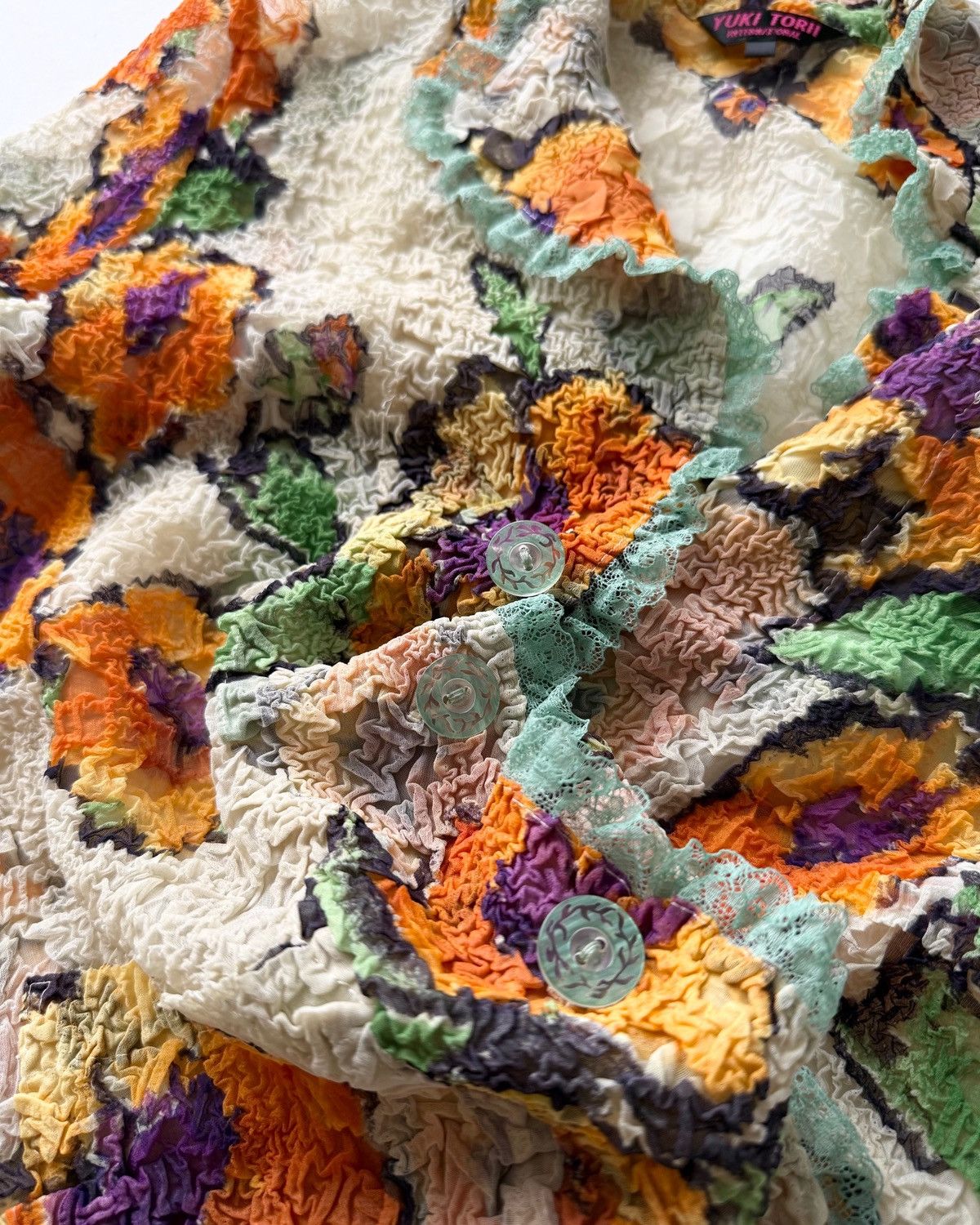 Japanese Brand YUKI TORii WRINKLED PLEATS FLORAL SHIRT Size L / US 10 / IT 46 - 6 Thumbnail