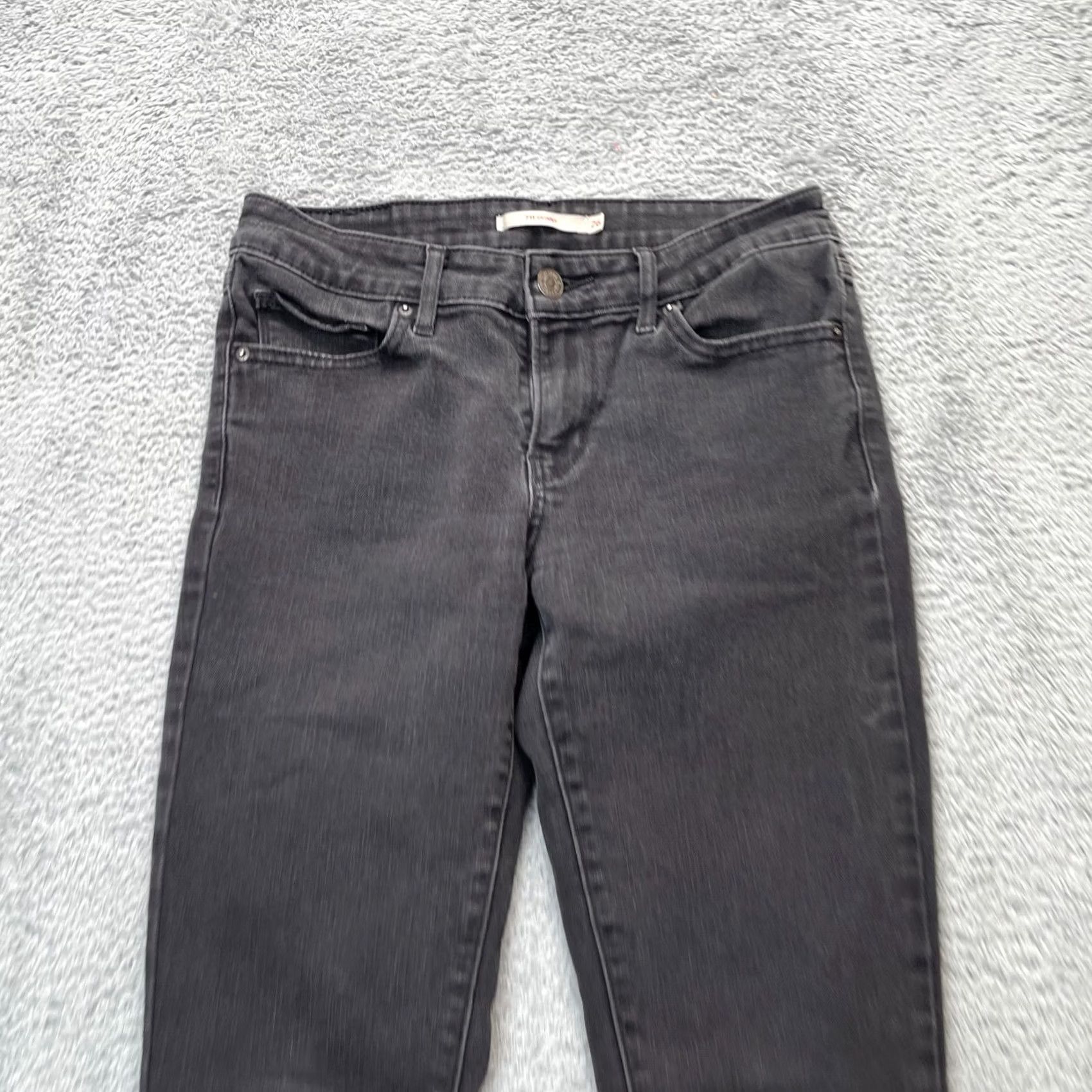 Levi's Levis 711 Jeans Womens 26 Black Skinny Leg Denim Dark Wash Logo Cotton Stretch Jeans Size 26" / US 2 / IT 38 - 5 Thumbnail