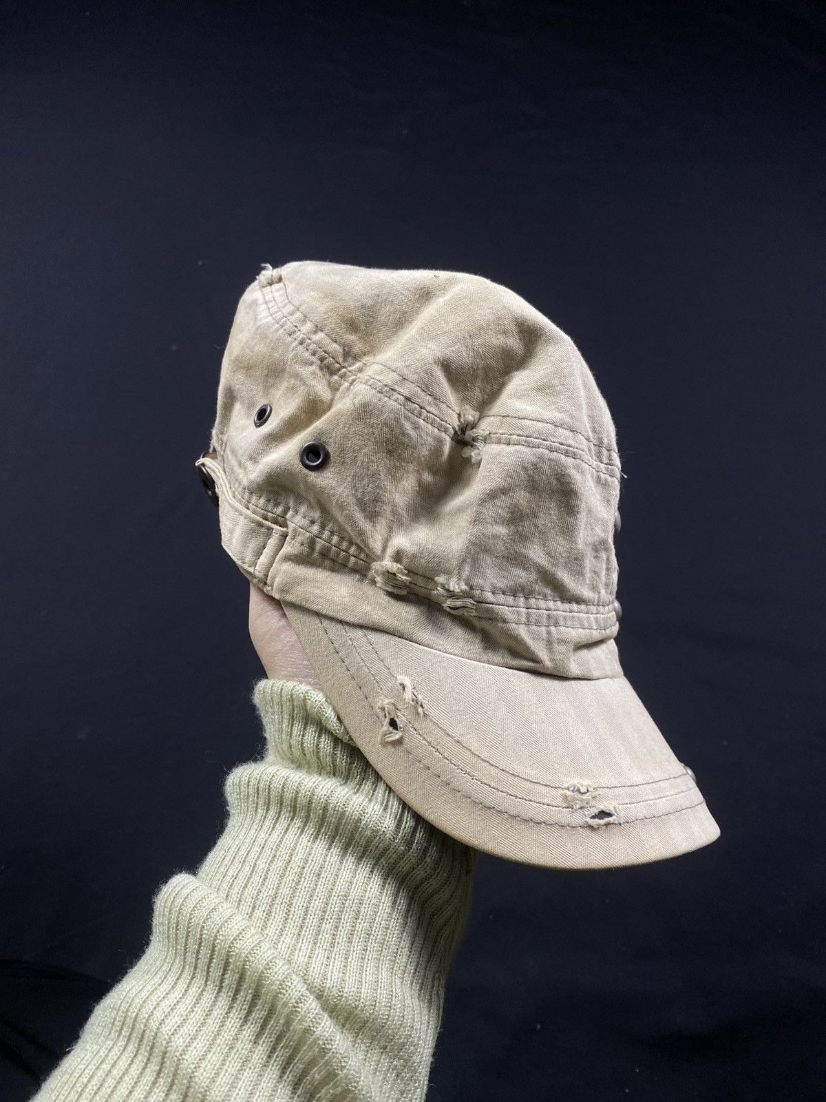 14th Addiction × KMRii × Le Grande Bleu (L.G.B.) Gothic Studdet Crazy Cadet Hats Distressed Size ONE SIZE - 5 Thumbnail