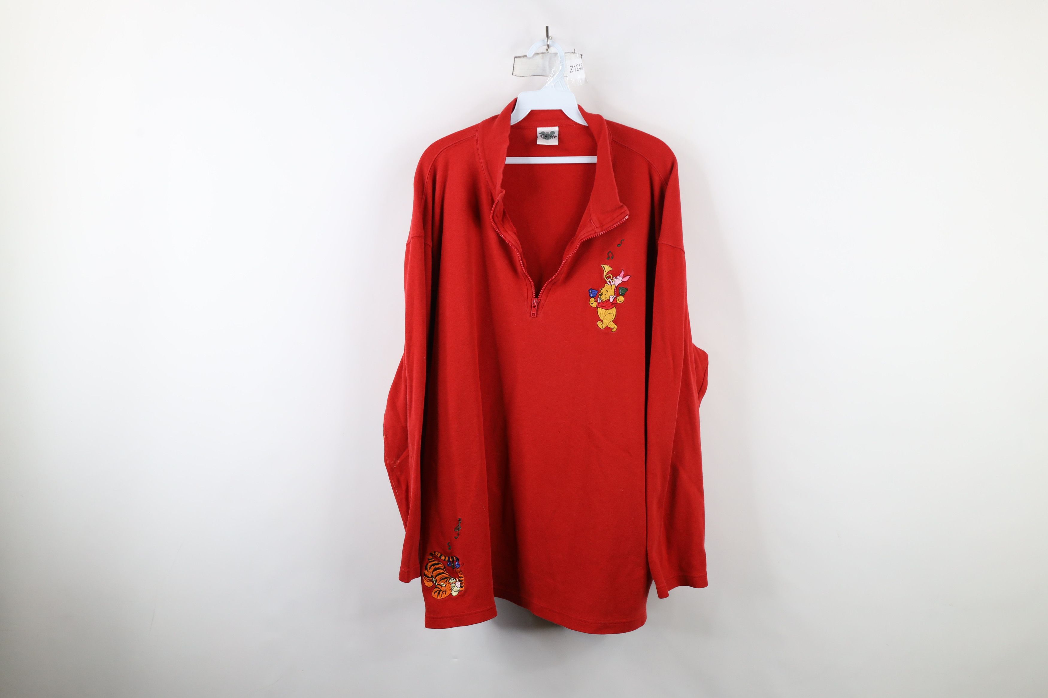 Disney × Vintage Vintage 90s Disney Winnie the Pooh Half Zip Shirt Top Red Size 3XL / US 20-22 - 1 Thumbnail