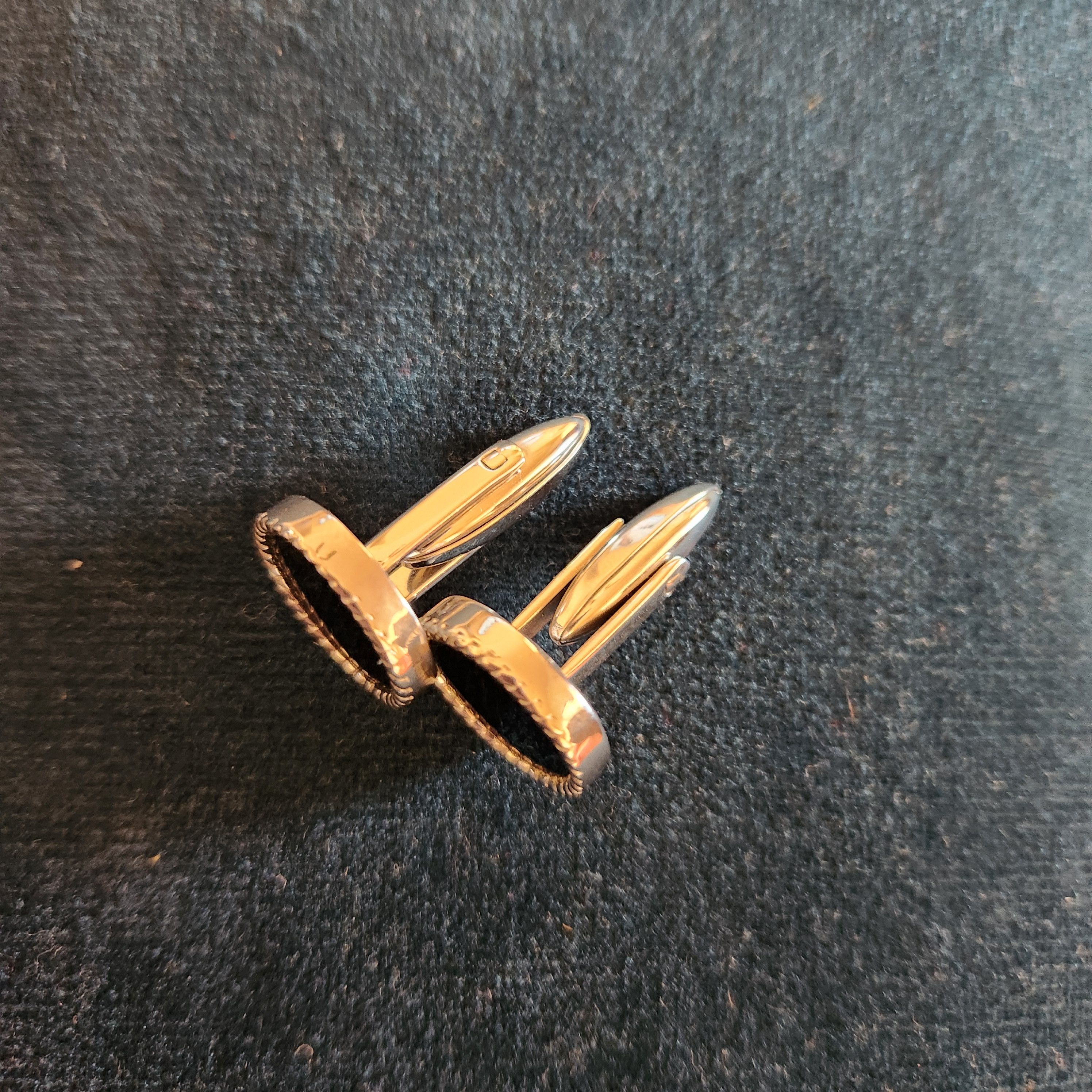 Vintage Ebony black glossy cufflinks mens Size ONE SIZE - 2 Thumbnail