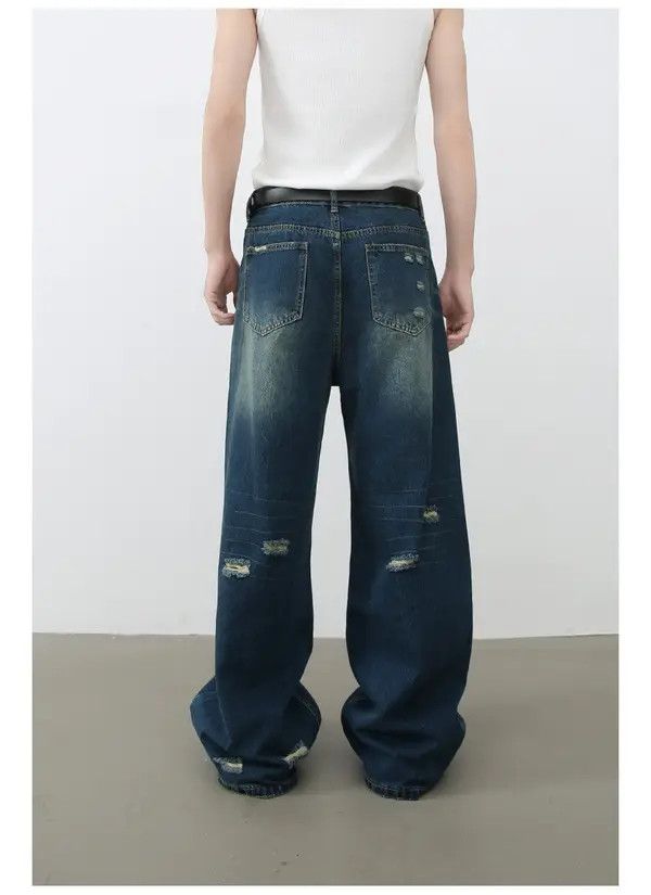 VIBE Men's loose straight retro versatile ripped jeans Size US 32 / EU 48 - 5 Thumbnail