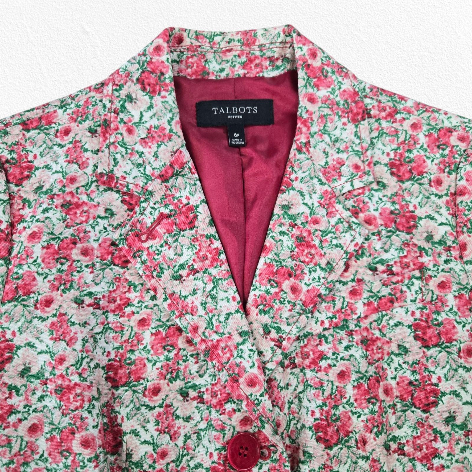 Other Pink Floral V Neck Blazer Jacket Size 6P Size M / US 6-8 / IT 42-44 - 3 Thumbnail