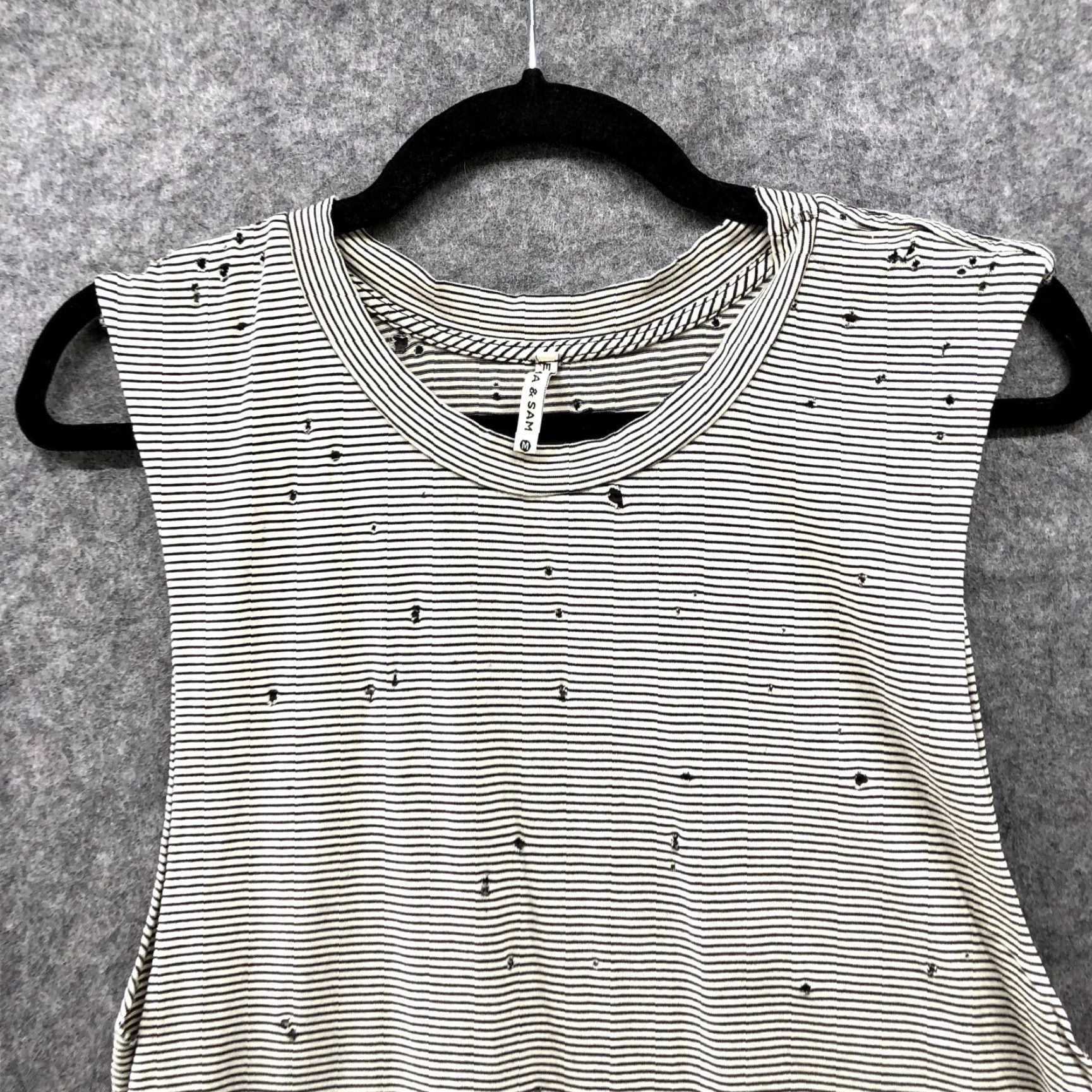 Vintage Ema & Sam Tank Womens M Grunge Striped Distressed Sleeveless Crewneck Cotton Beige M Size M / US 6-8 / IT 42-44 - 3 Thumbnail