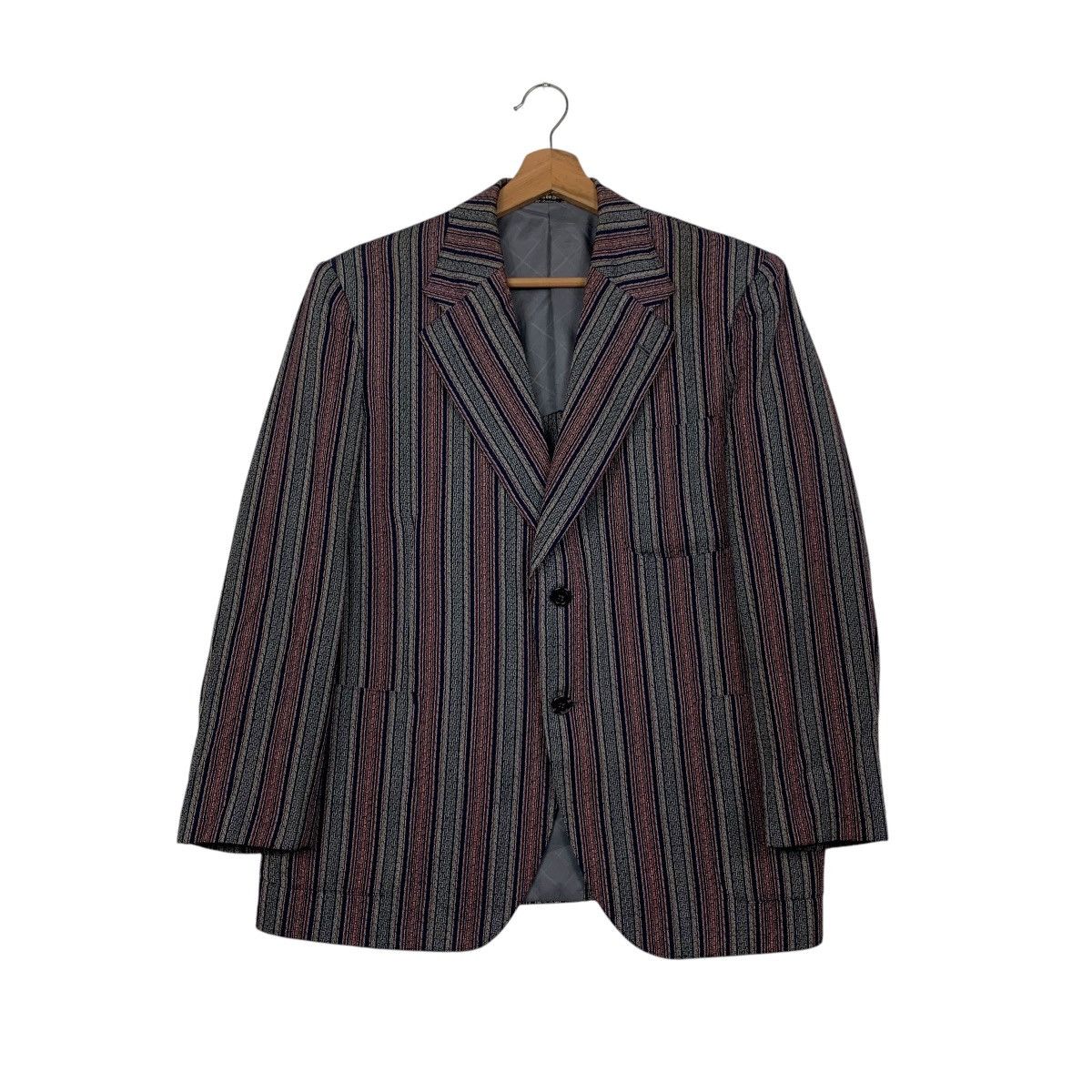 Vintage THREE JET Wool Striped Tailored Jacket Blazer #2879-C130 Size 42R - 1 Thumbnail