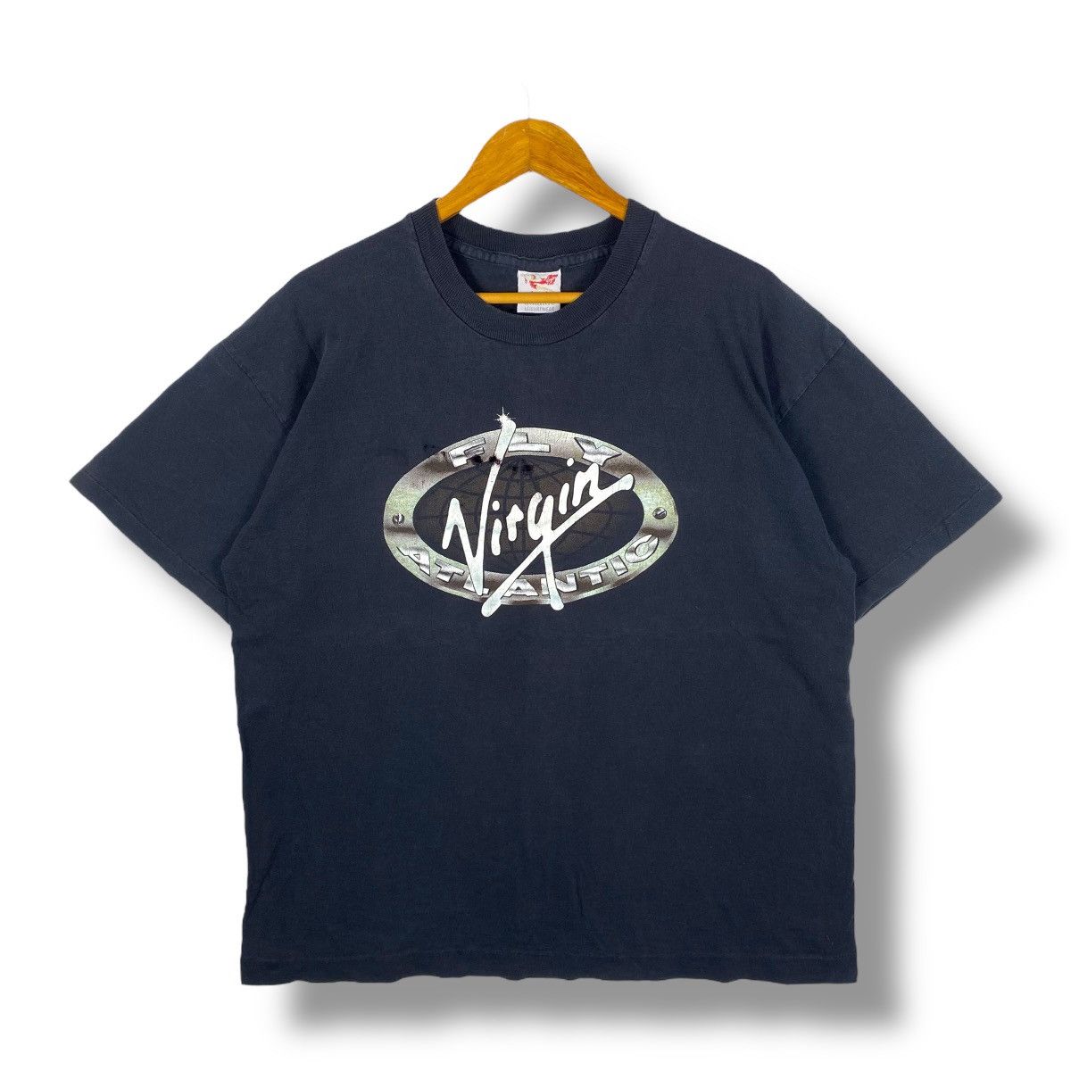 Vintage 90's VIRGIN Fly Atlantic World Tour Distressed Tee