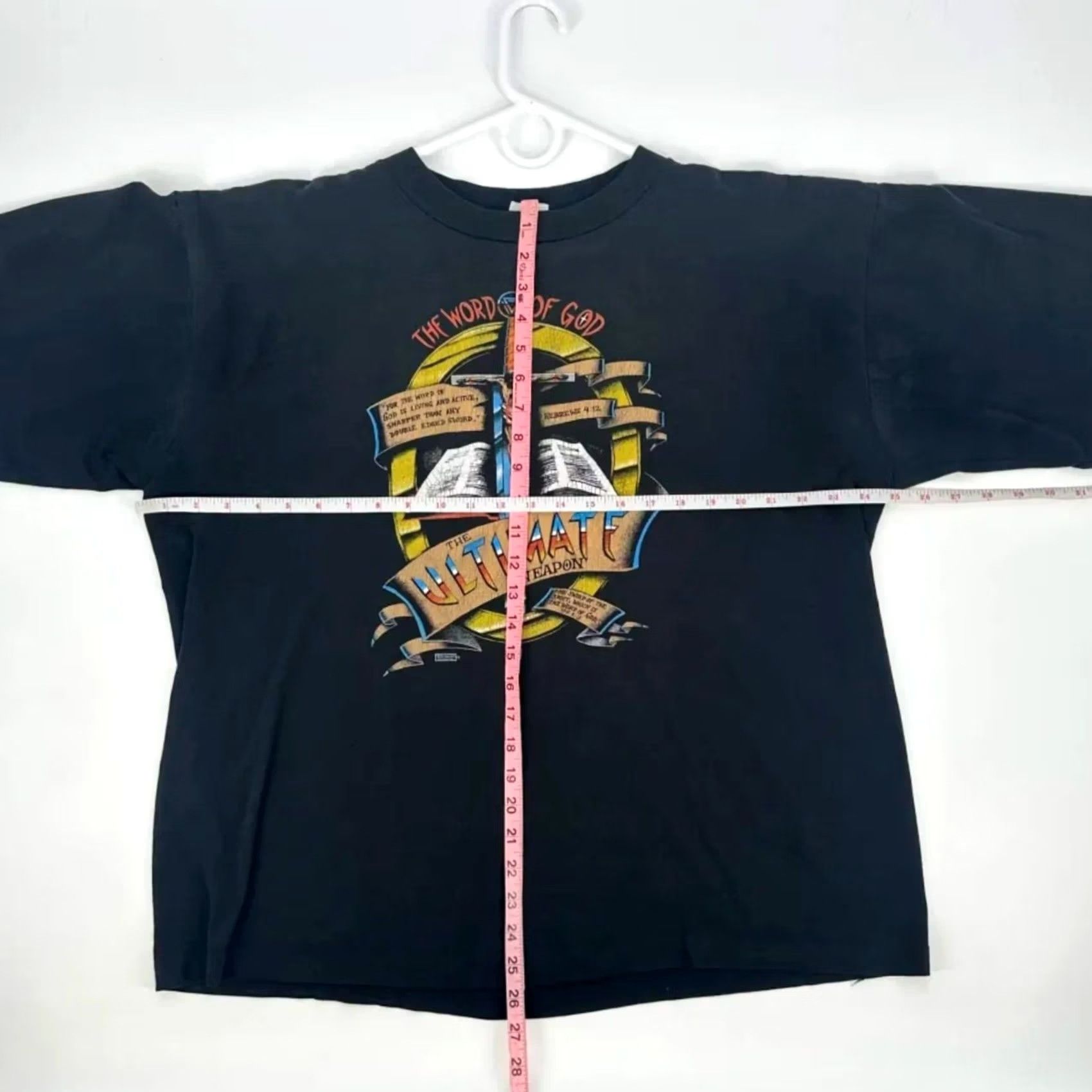 Vintage VINTAGE 80s The Word Of God The Ultimate Weapon Jesus T-Shirt XXL Black Mens 2XL Alore Size US XXL / EU 58 / 5 - 6 Thumbnail