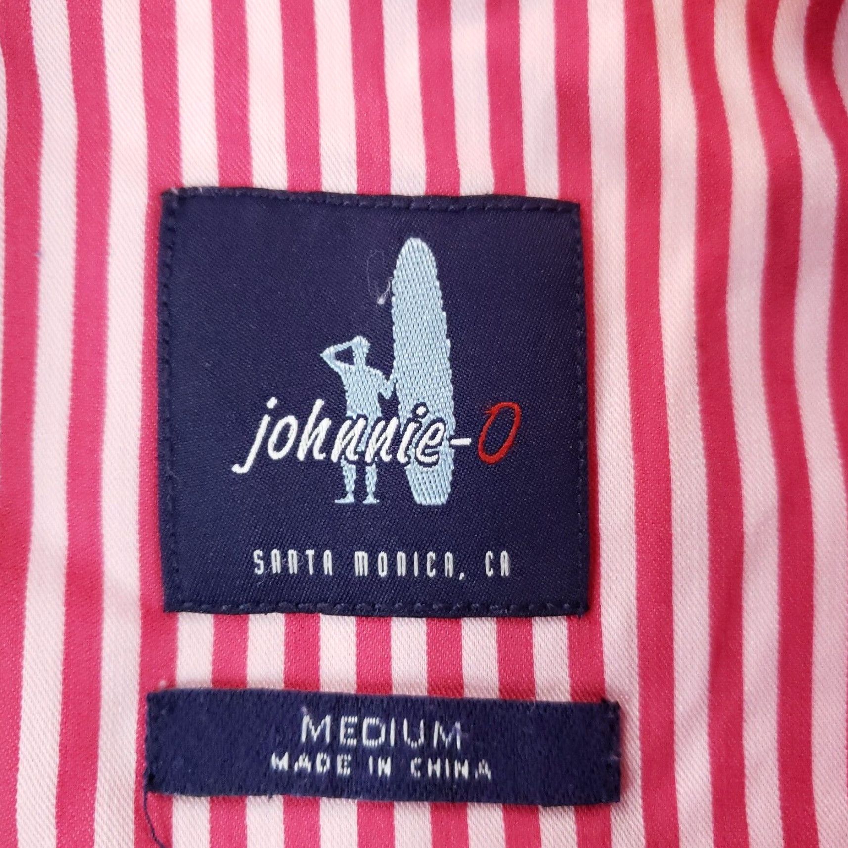 johnnie-O Johnnie-O Men's Medium Red and White Striped Long Sleeve Button Up Shirt Stretch Size US M / EU 48-50 / 2 - 5 Thumbnail