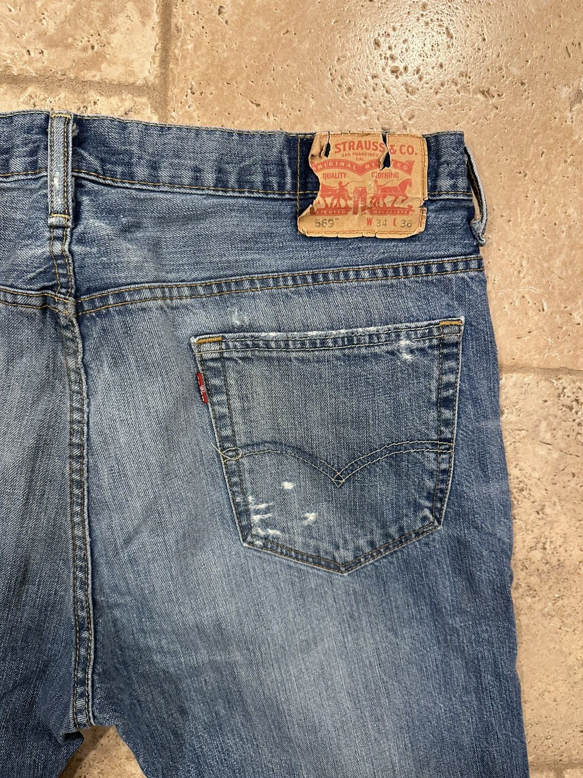 Levi's Vintage Clothing Levi’s Vintage 569 Blue Denim Thrashed Distressed Pants Size US 34 / EU 50 - 12 Thumbnail