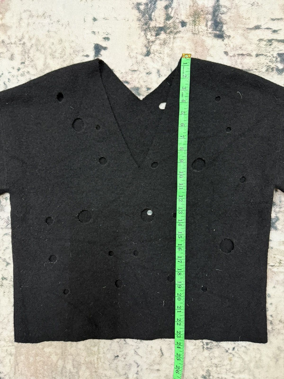 Armani Exchange × Designer Armani Exchange Destroy Dot Wool Cropped Open Colar Sweater Size M / US 6-8 / IT 42-44 - 13 Thumbnail