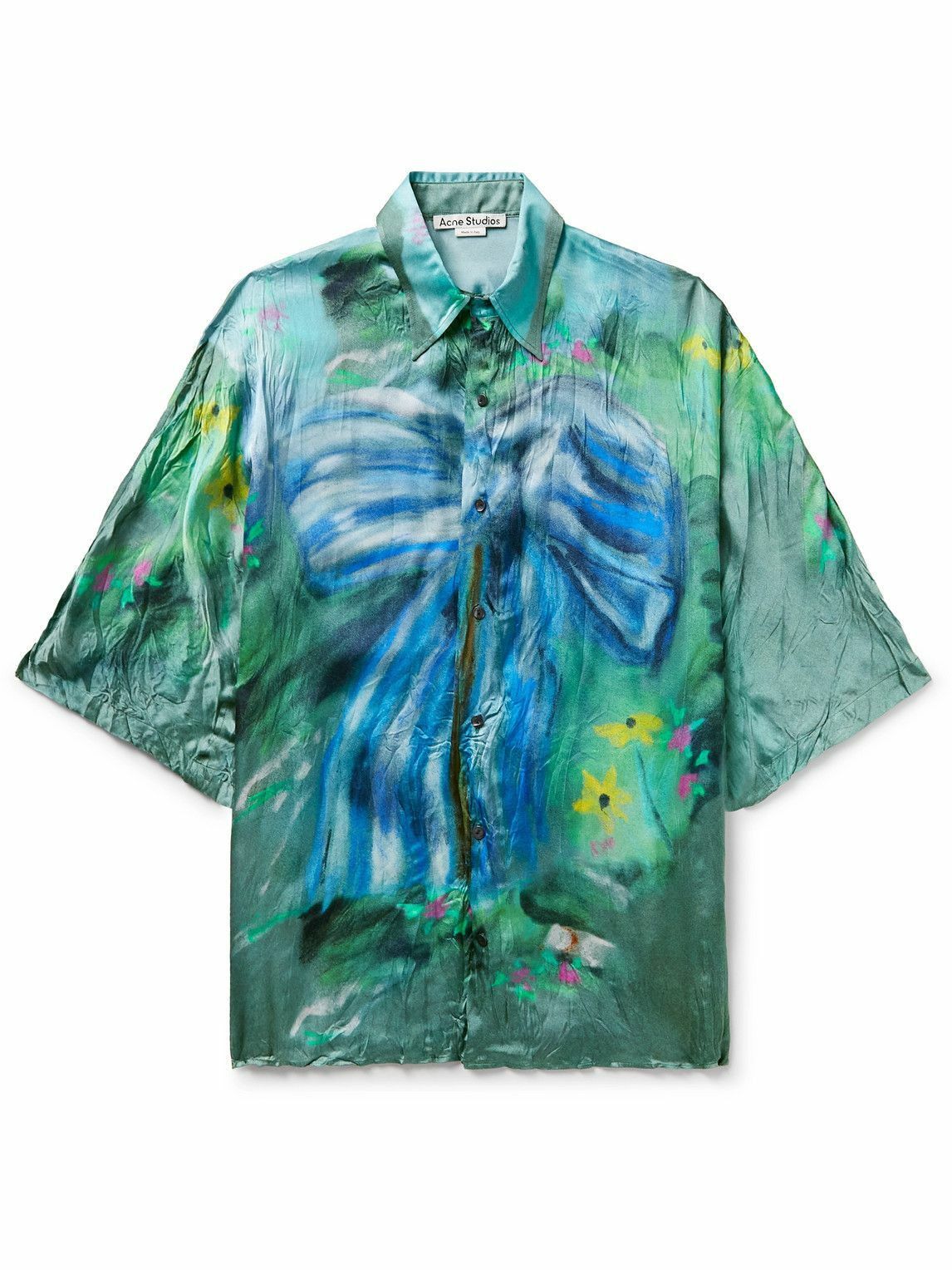 Acne Studios $580 Acne Studios Sandroki Printed Crinkled Viscose Shirt Size US M / EU 48-50 / 2 - 1 Thumbnail