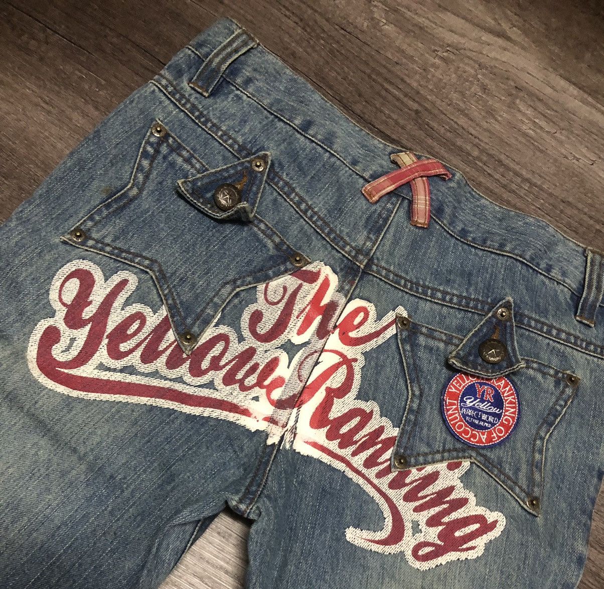 Designer × Hysteric Glamour × Japanese Brand Yellow Ranking Patches Jeans Like Hysteric Glamour Design Size US 31 - 20 Thumbnail