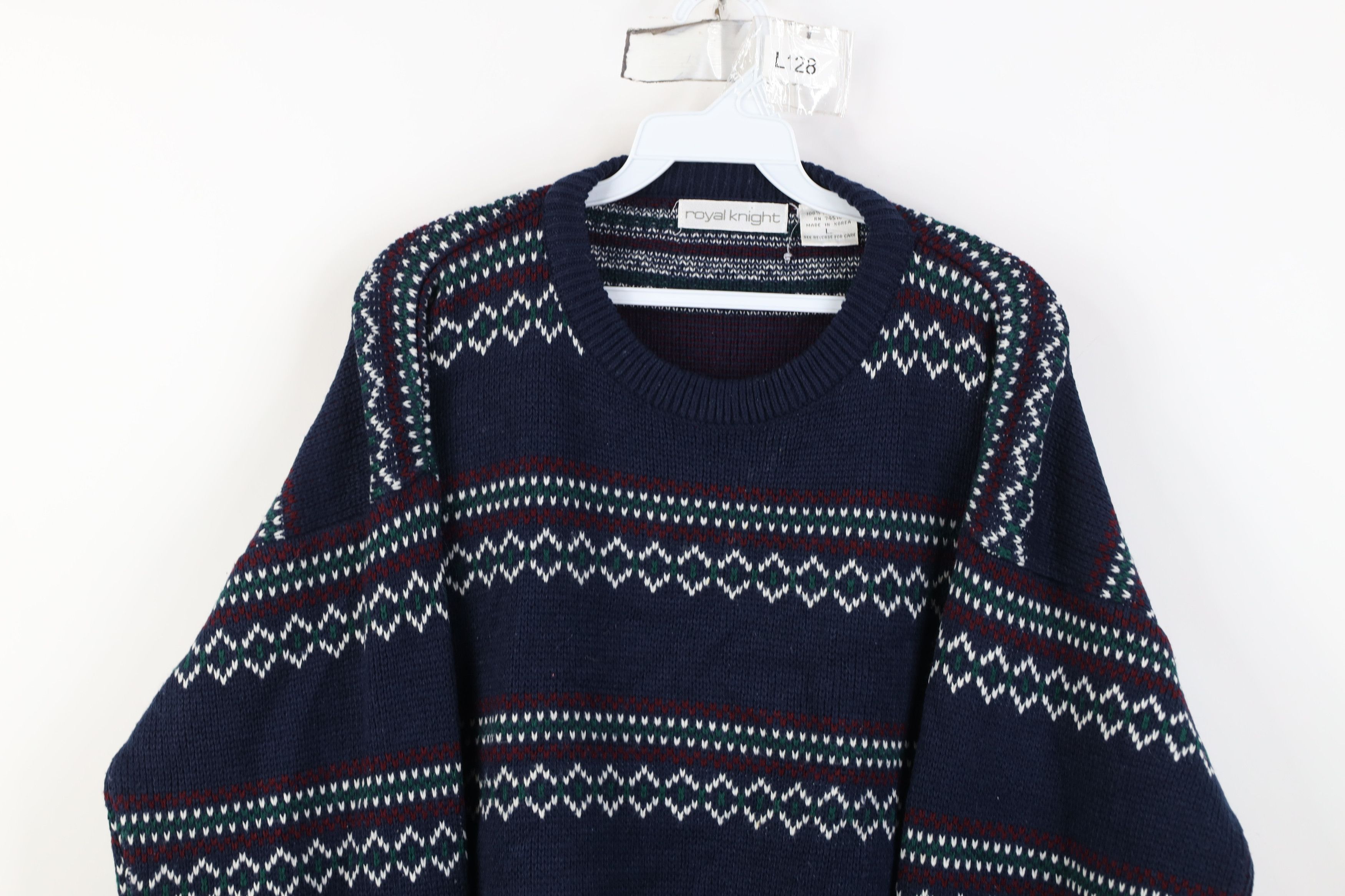 Vintage Vintage 90s Streetwear Fair Isle Knit Crewneck Sweater Size US L / EU 52-54 / 3 - 2 Thumbnail