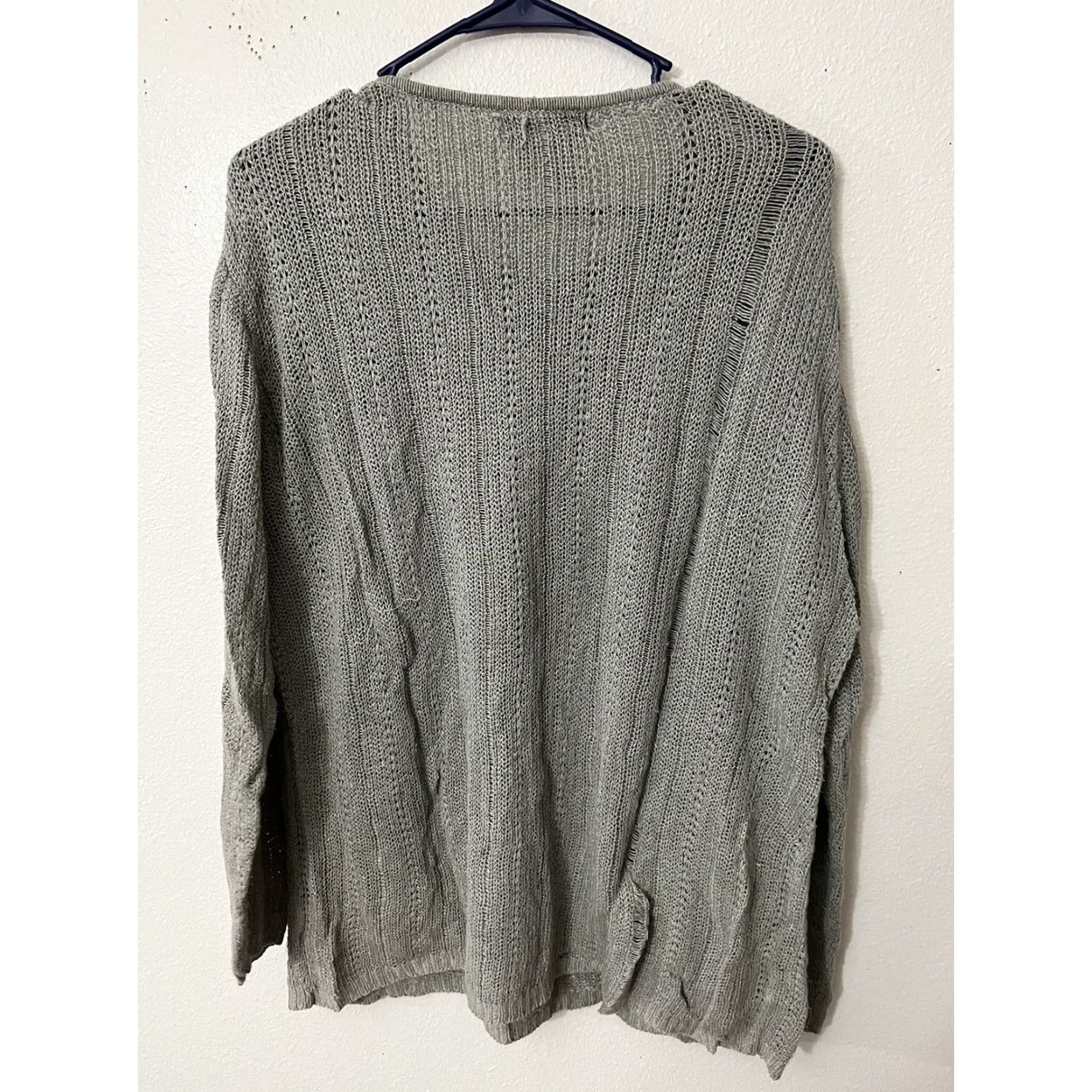 Eddie Bauer VINTAGE Eddie Bauer AKA Sweater Shirt Womens Large Gray Linen Rayon Knit Crew Neck Ribbed 3/4 Sleeve Pullover Size L / US 10 / IT 46 - 3 Thumbnail