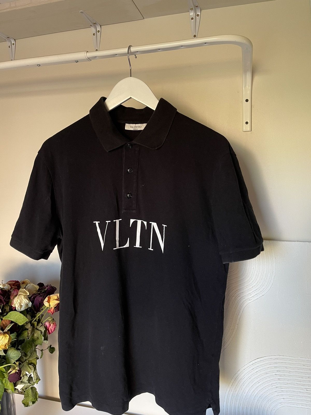 Valentino Valentino VLTN black polo tee shirt logo print Size US XL / EU 56 / 4 - 1 Thumbnail