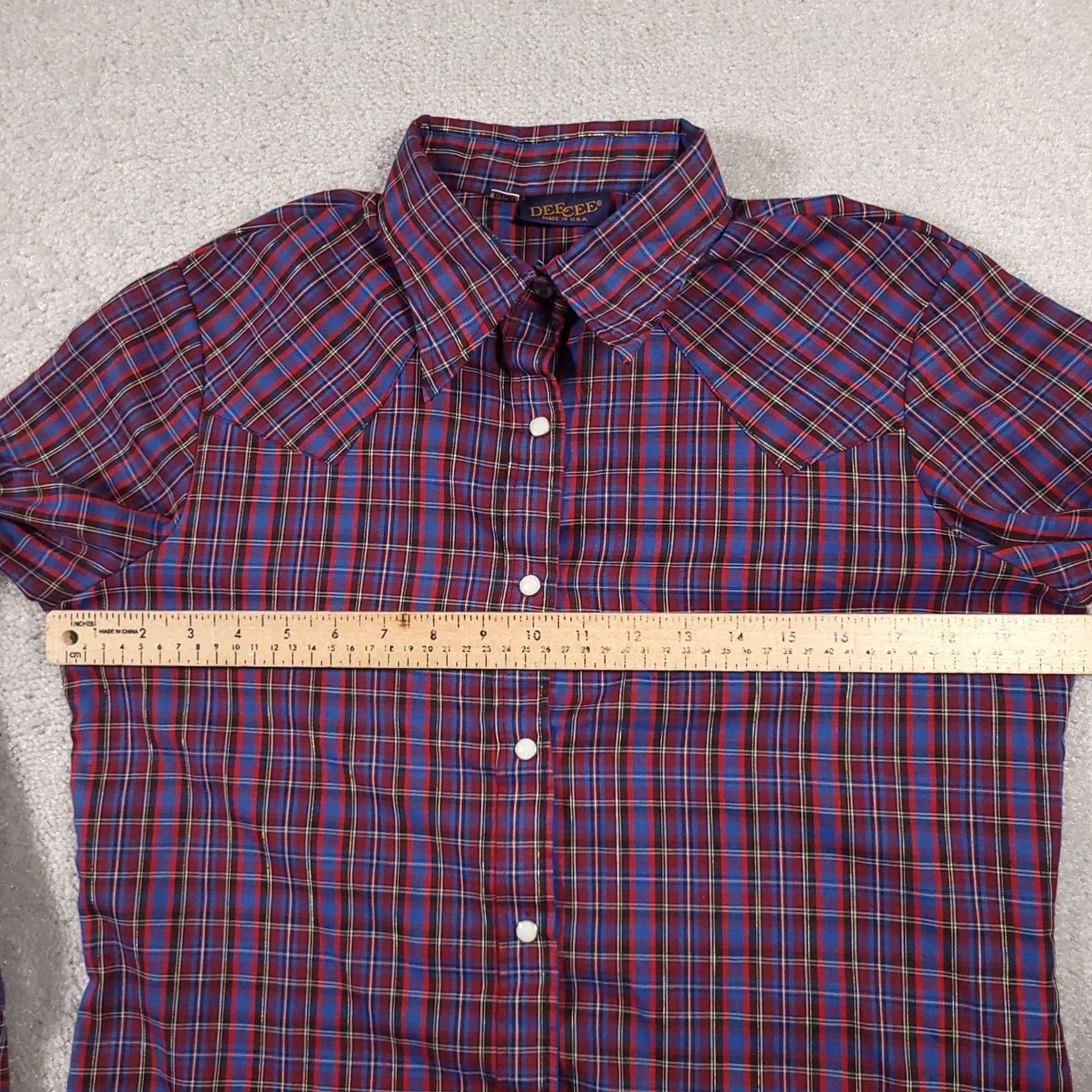 J Brand VINTAGE DEE CEE Western Pearl Snap Shirt Womens 13/14 Red Blue Plaid USA Made Shirt Mens Women Girls Size XL / US 12-14 / IT 48-50 - 6 Thumbnail