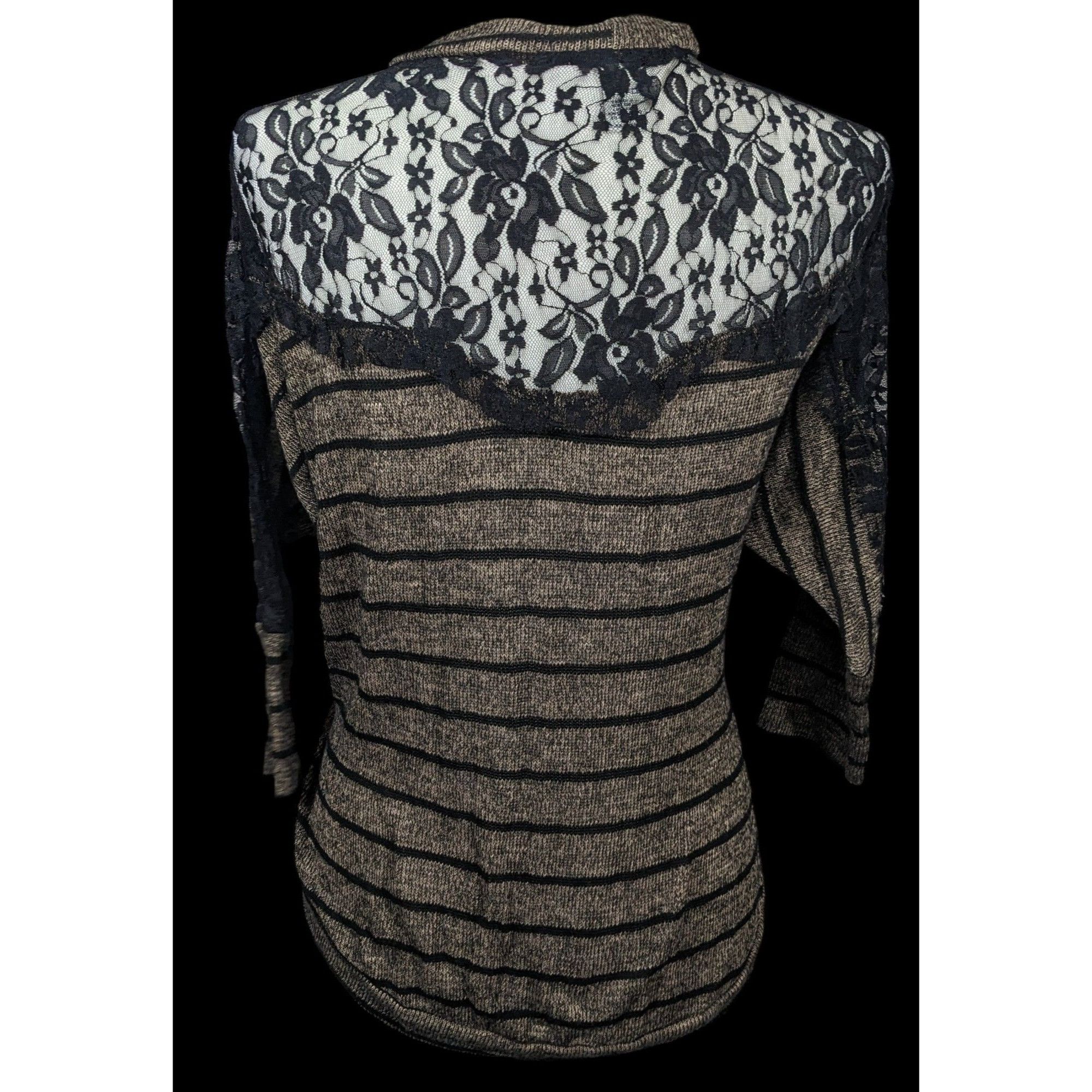 American Rag Retro Preppy Black And Brown Lace Cardigan by American Rag Size S / US 4 / IT 40 - 2 Thumbnail
