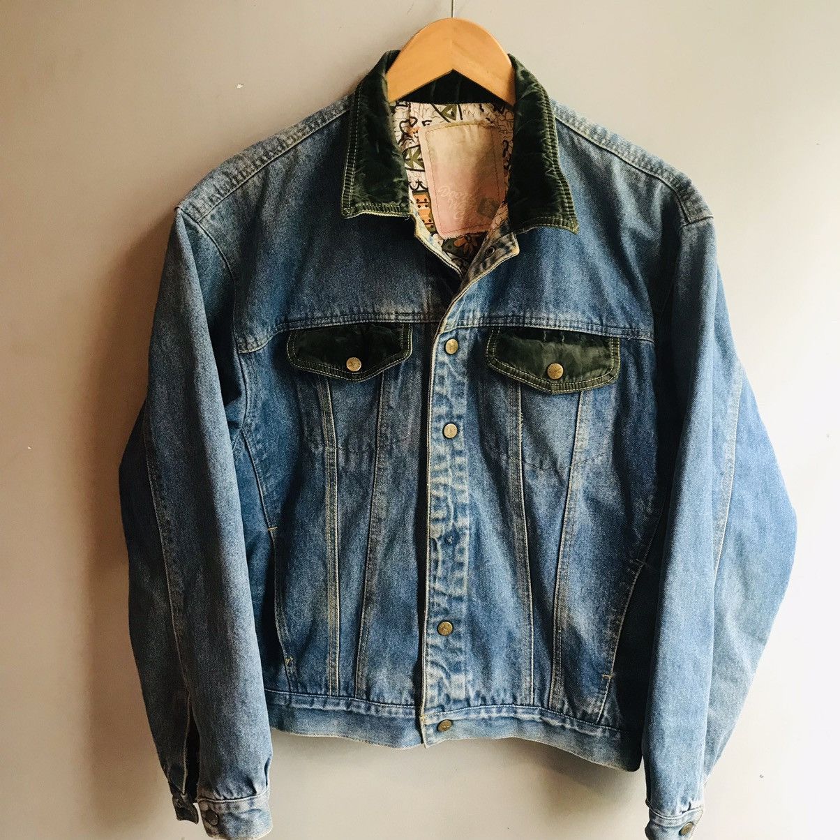 Seditionaries × Vintage Vintage Velour Collar Denim Jacket Size US M / EU 48-50 / 2 - 2 Thumbnail