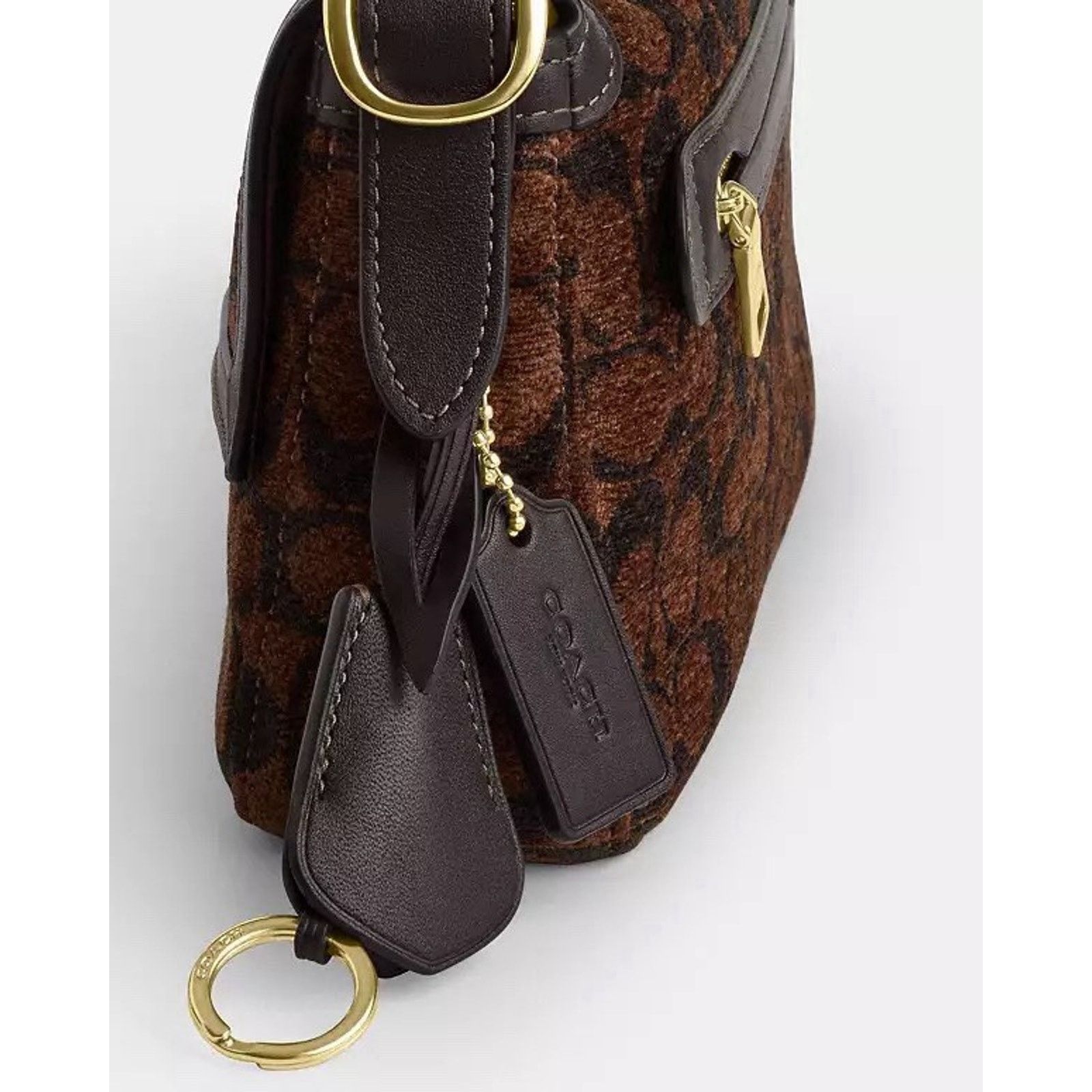 Coach NWT Coach Etta Small Flap Shoulder Bag Chenille CCV65 Gold Size ONE SIZE - 15 Thumbnail