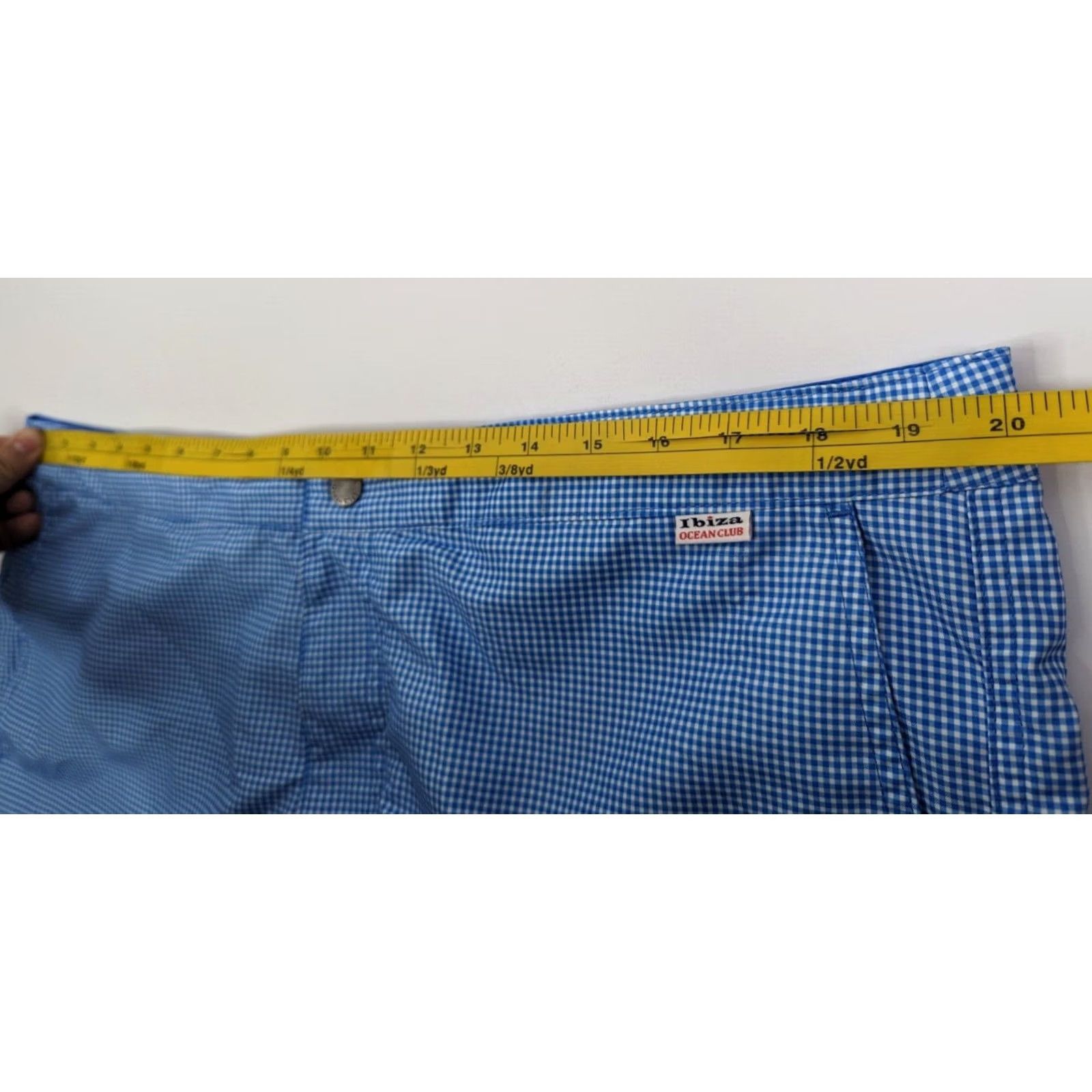 Vintage Ibiza Ocean Club Men Plaid Swim Trunks Blue/White Size 38 Pockets Drawstring Size ONE SIZE - 6 Thumbnail