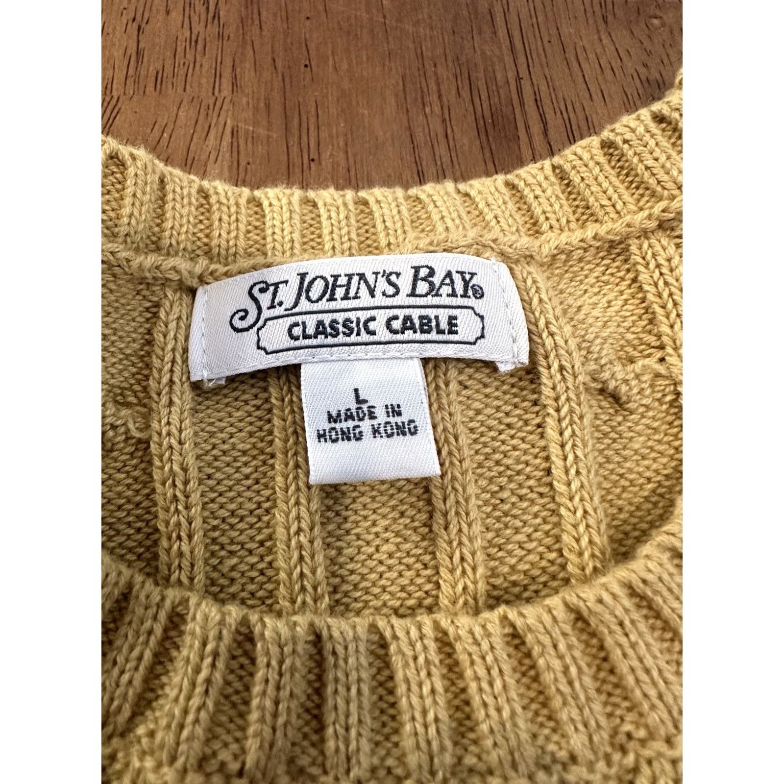 Vintage St. John's Bay Sweater Yellow Large 90s Classic Cable Knit Pullover Women Size L / US 10 / IT 46 - 2 Thumbnail