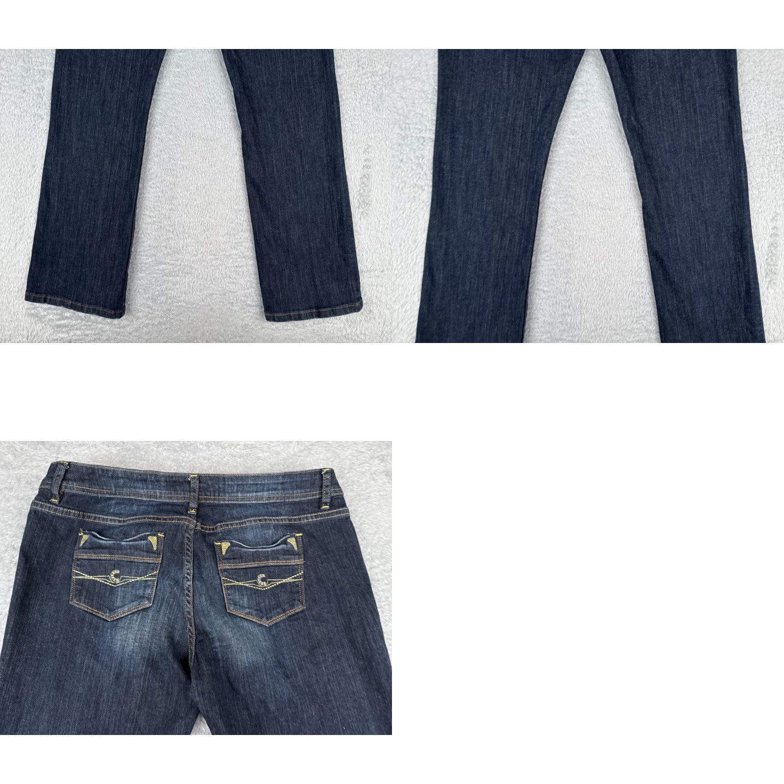 Denime Clash Jeans Womens 15 Blue Dark Denim Bootcut Mid Rise Cotton 33x31 Size 36" / US 14 / IT 50 - 10 Thumbnail