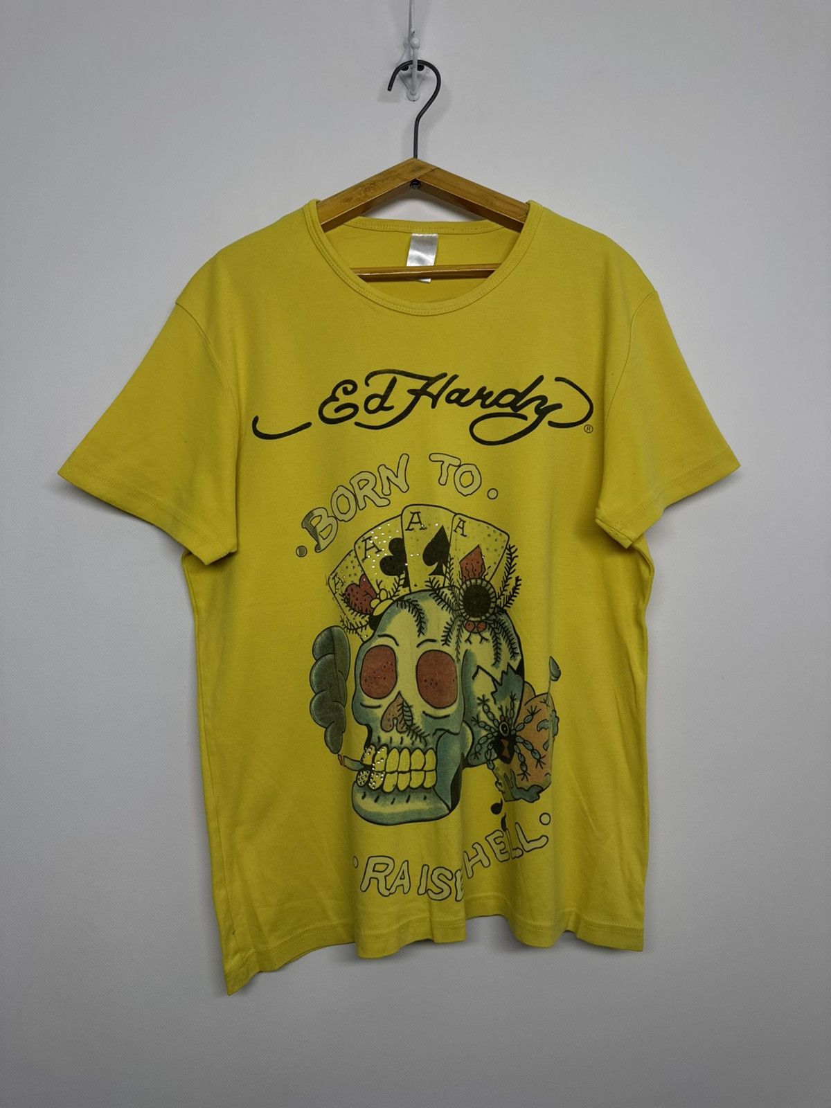 Ed Hardy Vintage Y2K Ed Hardy Skull Born To Raised Hell T Shirt Size US M / EU 48-50 / 2 - 6 Thumbnail