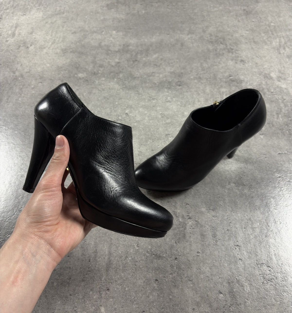 Prada Prada High Heeled Ankle Leather Boots Italy Black Size 36 Size US 6 / IT 36 - 1 Thumbnail
