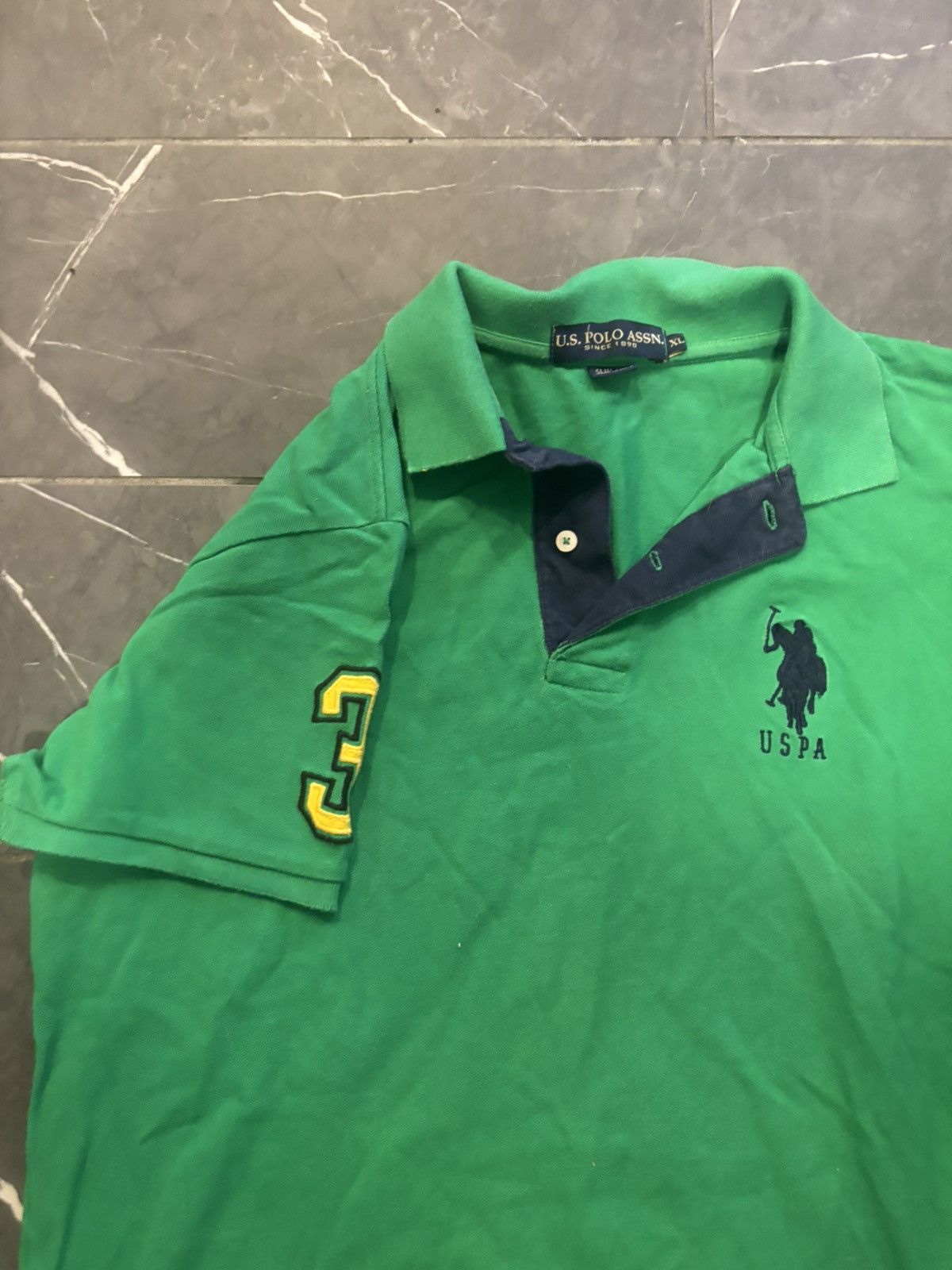 Polo Ralph Lauren Rare Green Yellow Number Stitch Polo Never Worn Size US XL / EU 56 / 4 - 4 Thumbnail